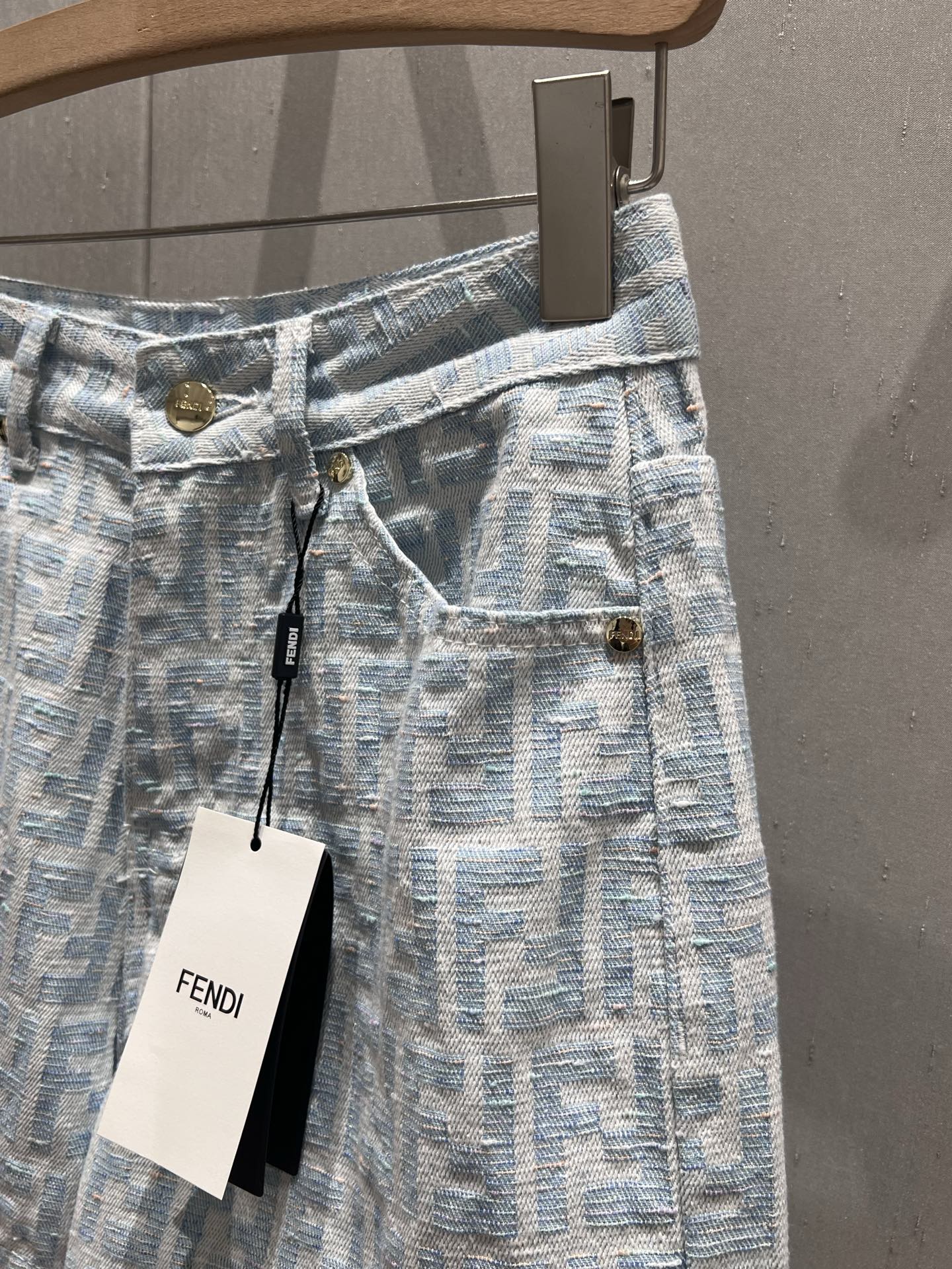 Fendi 25 Denim Short Light Blue Cotton 212681