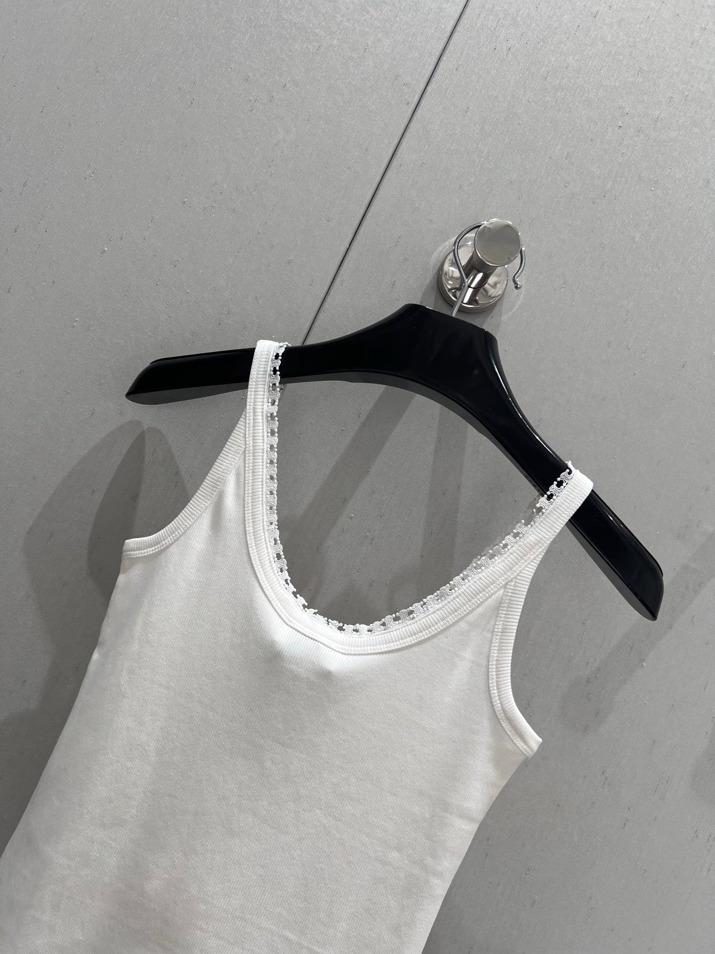Celine 25 Lace Vest Camisole White Cotton Silk 215160