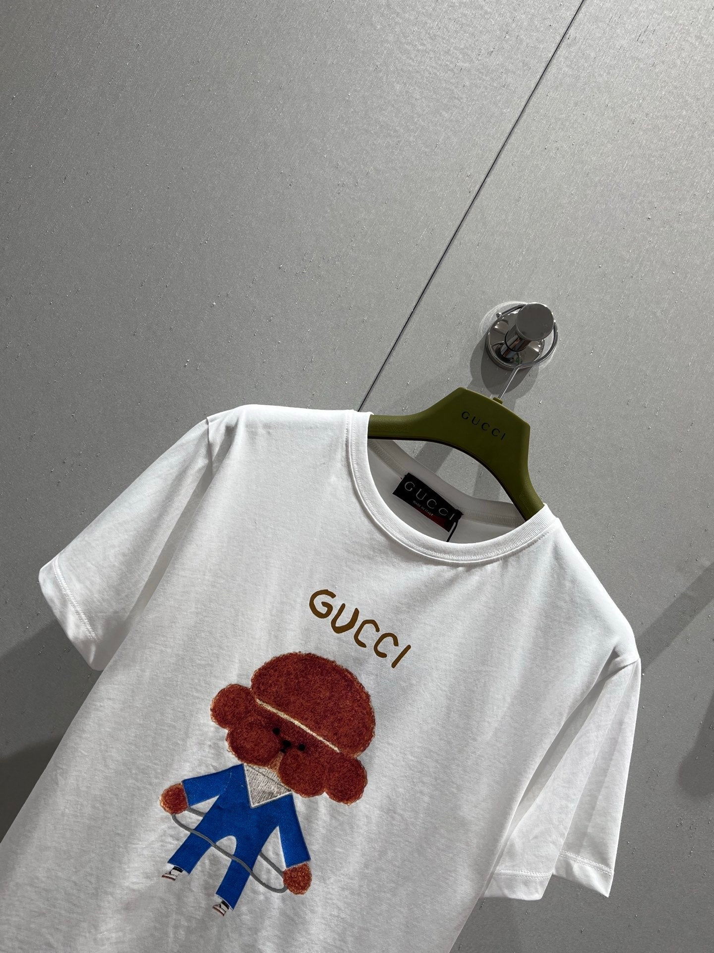 Gucci 25 Cartoon Fun Teddy Print Short-sleeved T-shirt White Cotton 215692