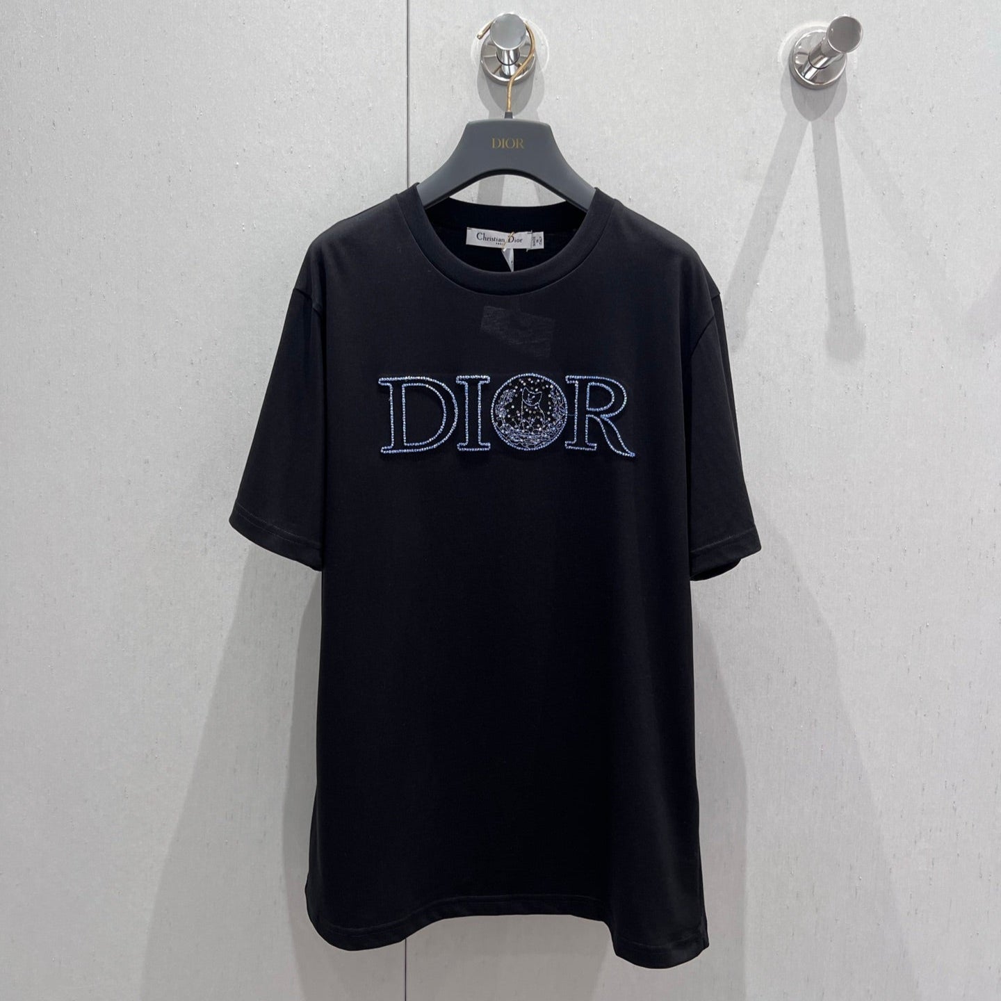 CD 25 Embroidered Grass Cat Short Sleeve Black cotton 217452