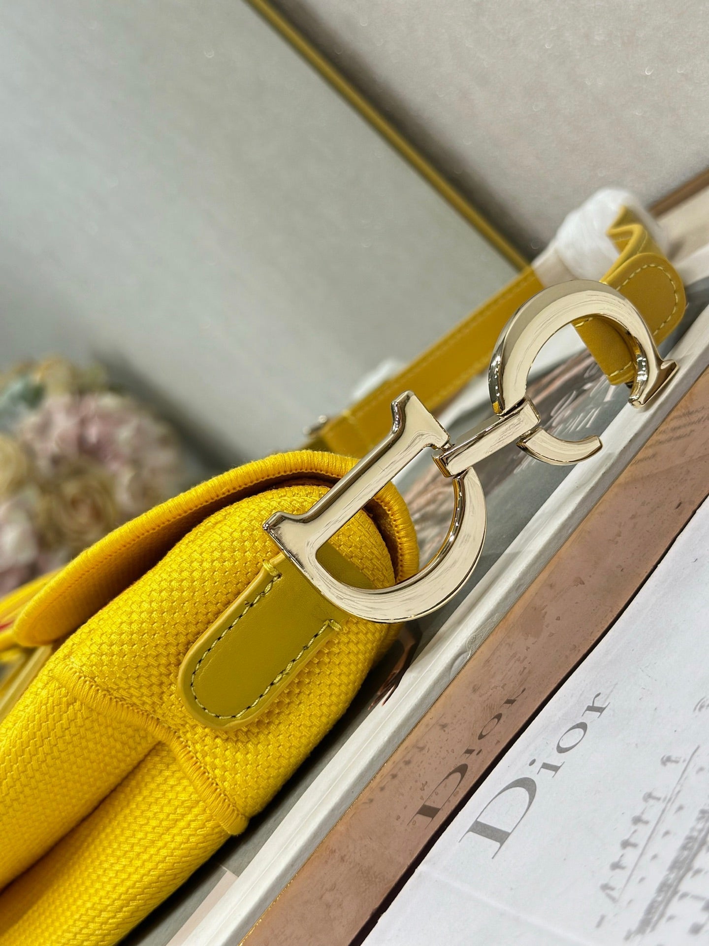 Dior 2026 Saddle Bag 25.5cm Yellow mix Red Canvas 289472