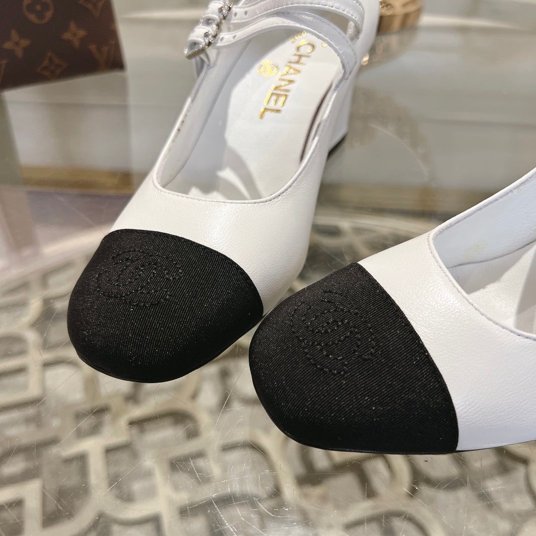 mary janes 60 double buckle white calfskin black grosgrain