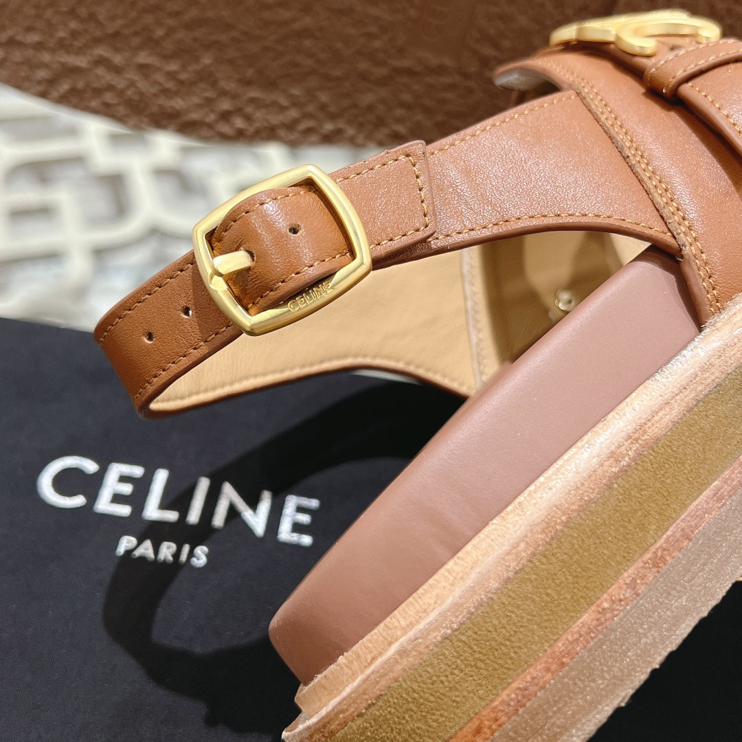 Celine 26 Tippi Triomphe Sandals Calfskin Leather 736593