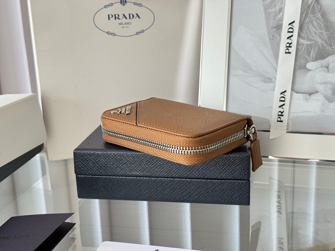 Prada 2026 Wallet 10cm Calfskin With Meta Logo