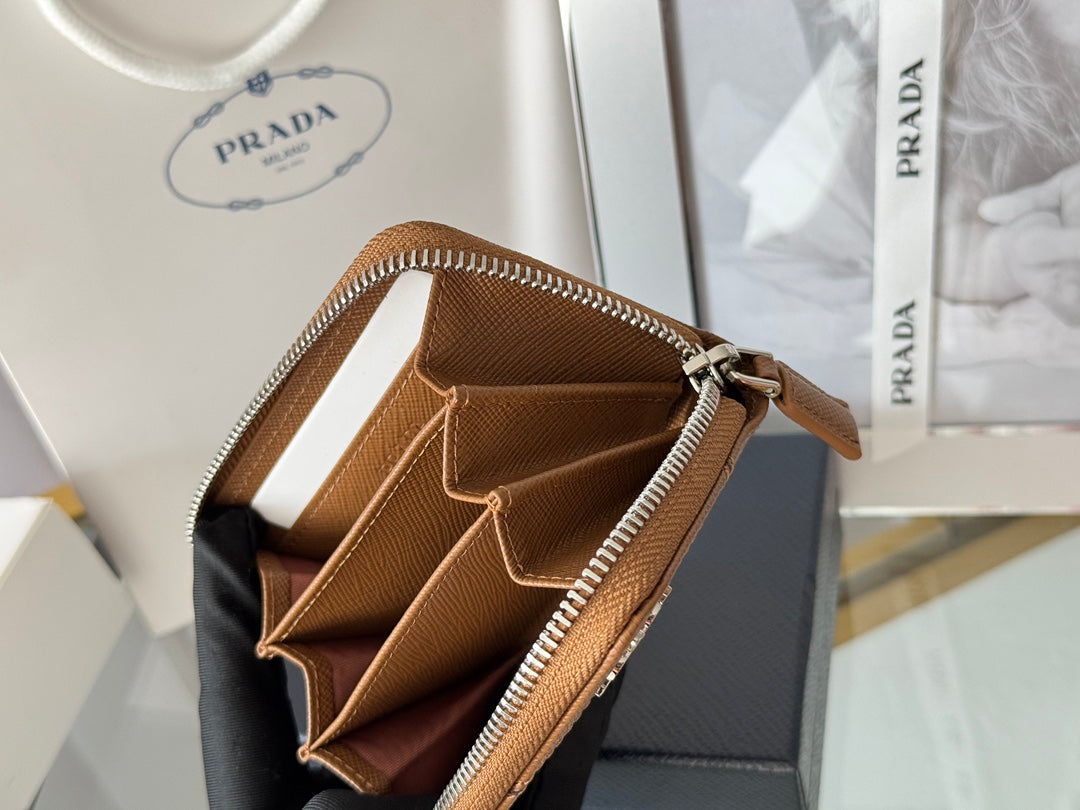 Prada 2026 Wallet 10cm Calfskin With Meta Logo
