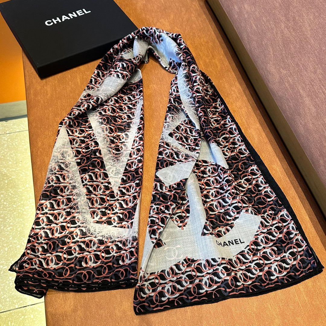 CC Square Scarf 140 CM In Colorful Cashmere Linen Fabric 371900