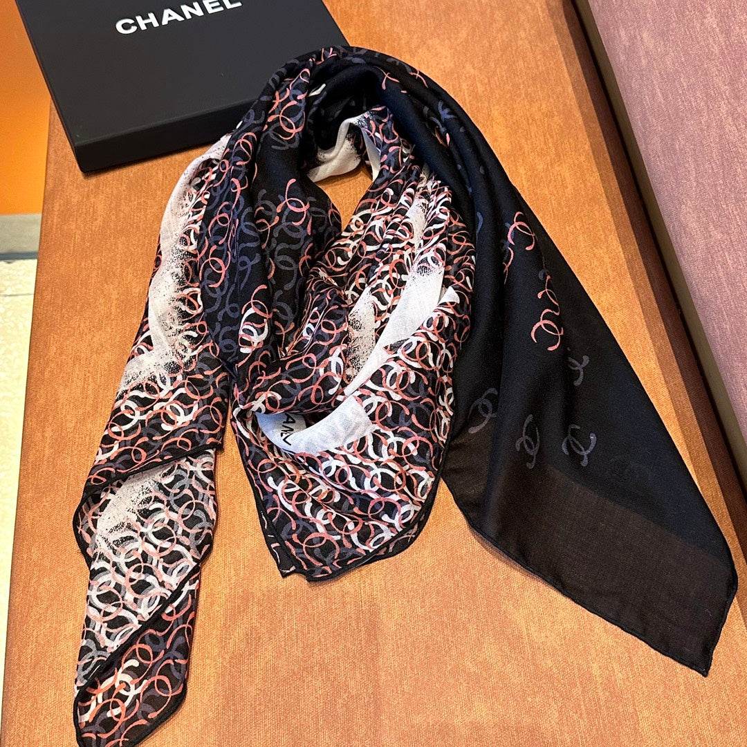 CC Square Scarf 140 CM In Colorful Cashmere Linen Fabric 371900