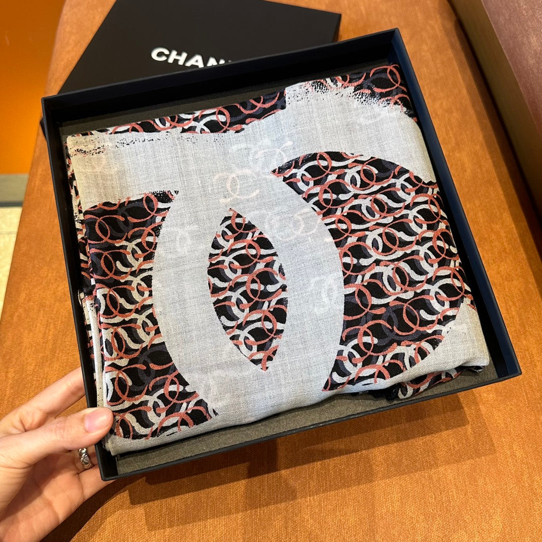 CC Square Scarf 140 CM In Colorful Cashmere Linen Fabric 371900