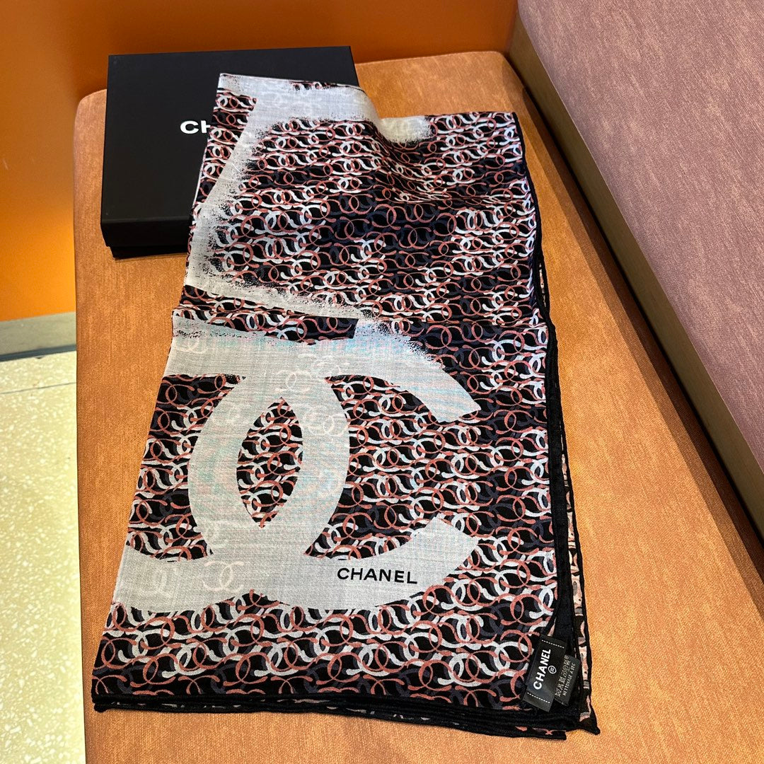 CC Square Scarf 140 CM In Colorful Cashmere Linen Fabric 371900