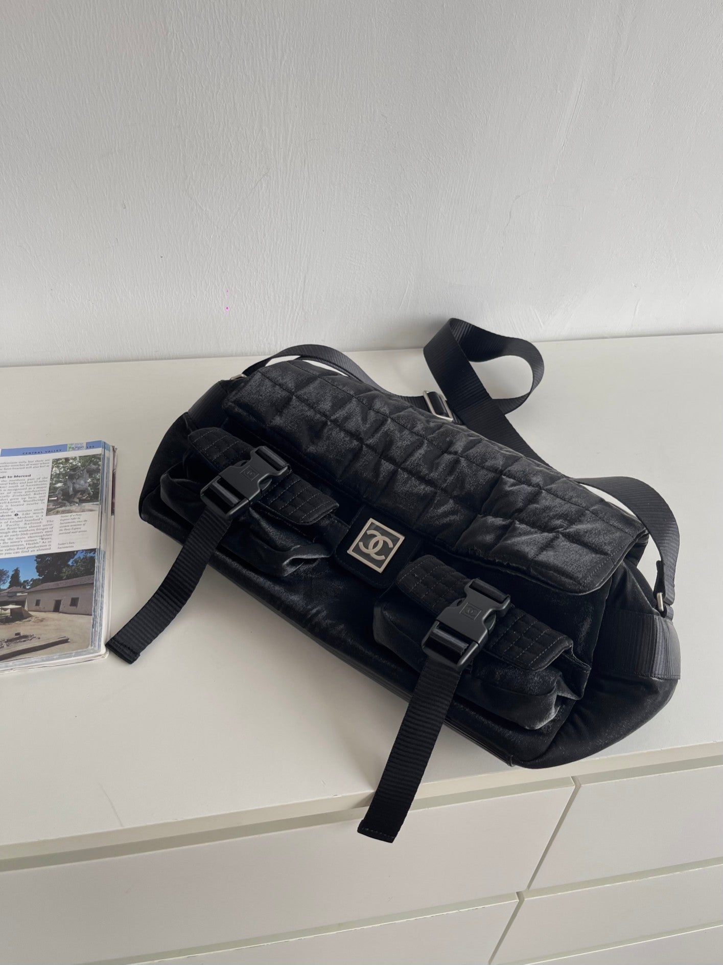 Chanel 2026 Vintage Sport Dynamite Bag 37cm Black Nylon Fabric