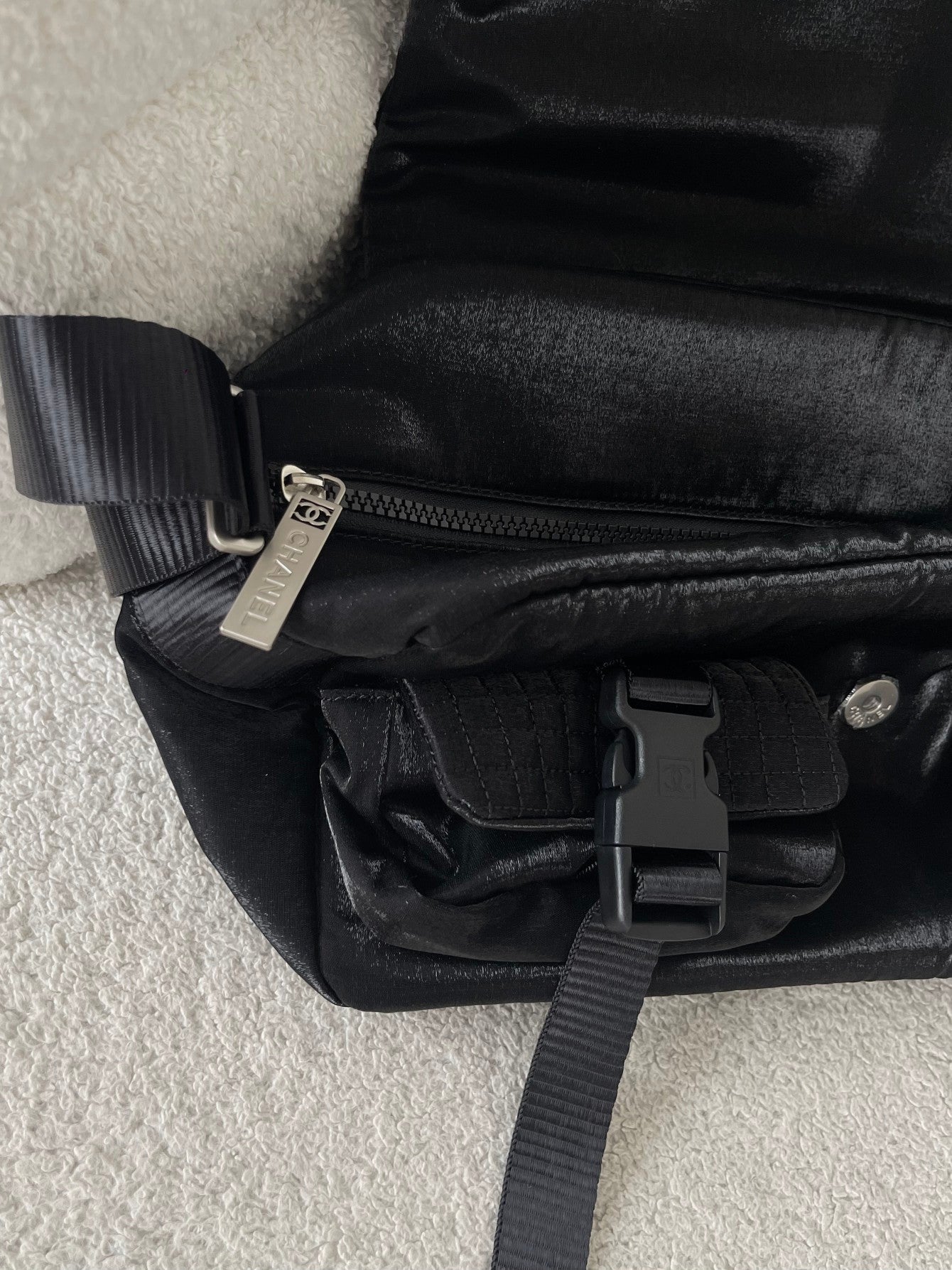 Chanel 2026 Vintage Sport Dynamite Bag 37cm Black Nylon Fabric