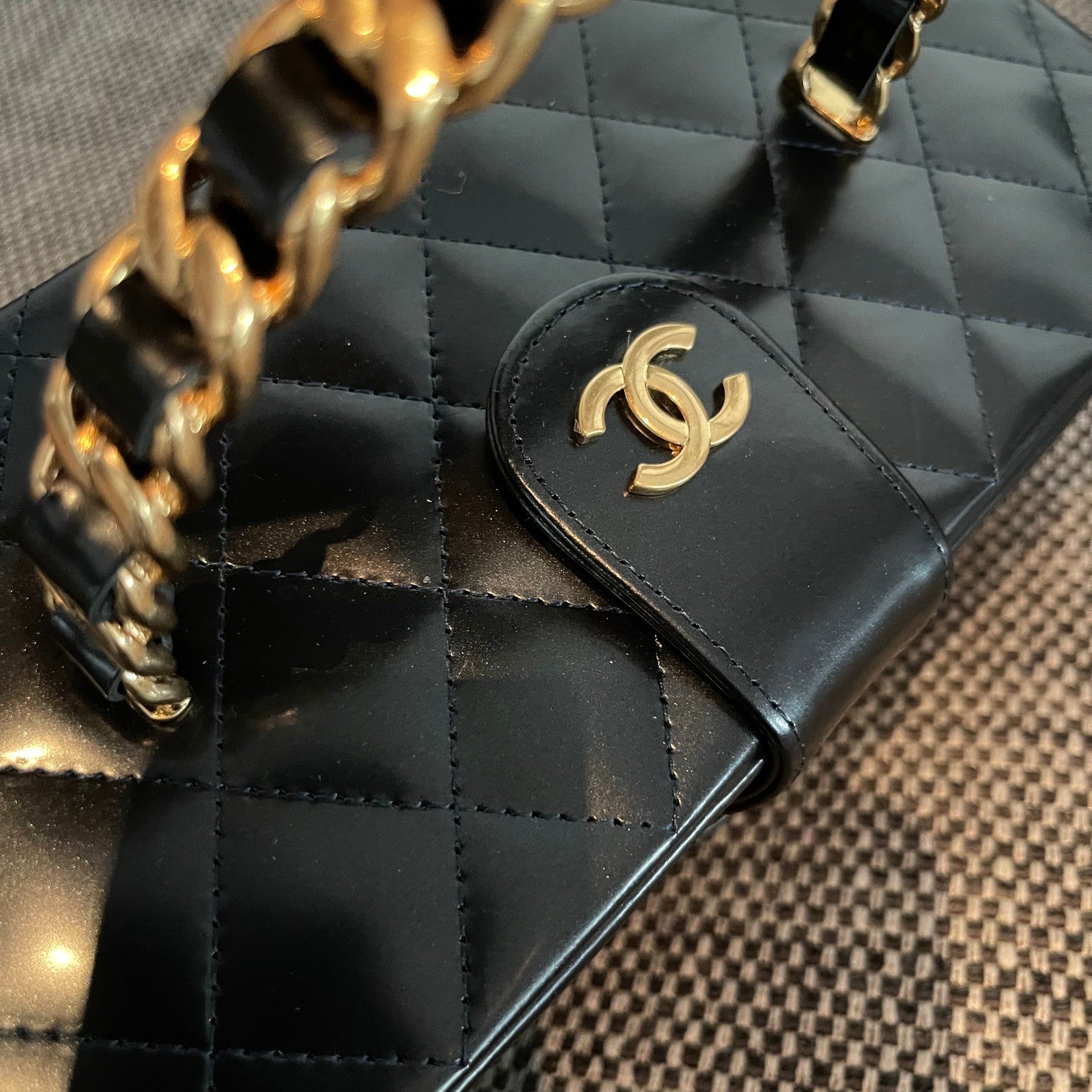 Chanel 2026 Vintage Large Rectangular Box Vanity Case 22cm Patent Calfskin