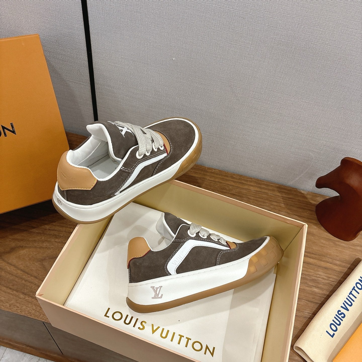 LV 2026 Tilted Sneaker Brown Suede Leather 594931