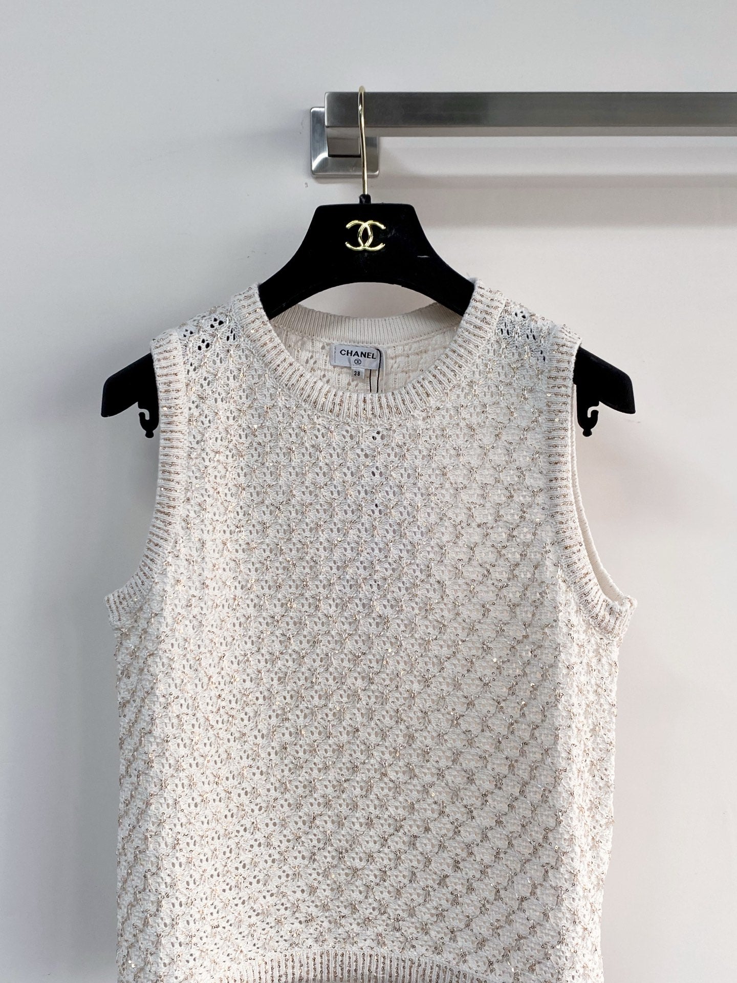 Chanel 2026 Knit Tank Top Off-white Wool 166807