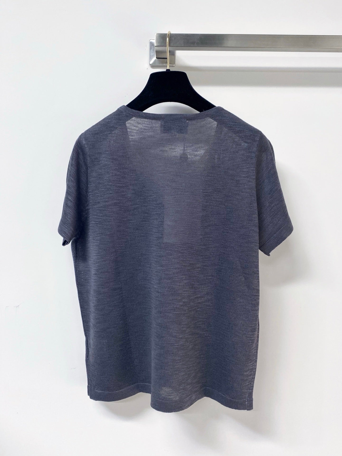 Chanel 2026 Navy Short-Sleeved Shirt Butterfly Graphic Wool 358851