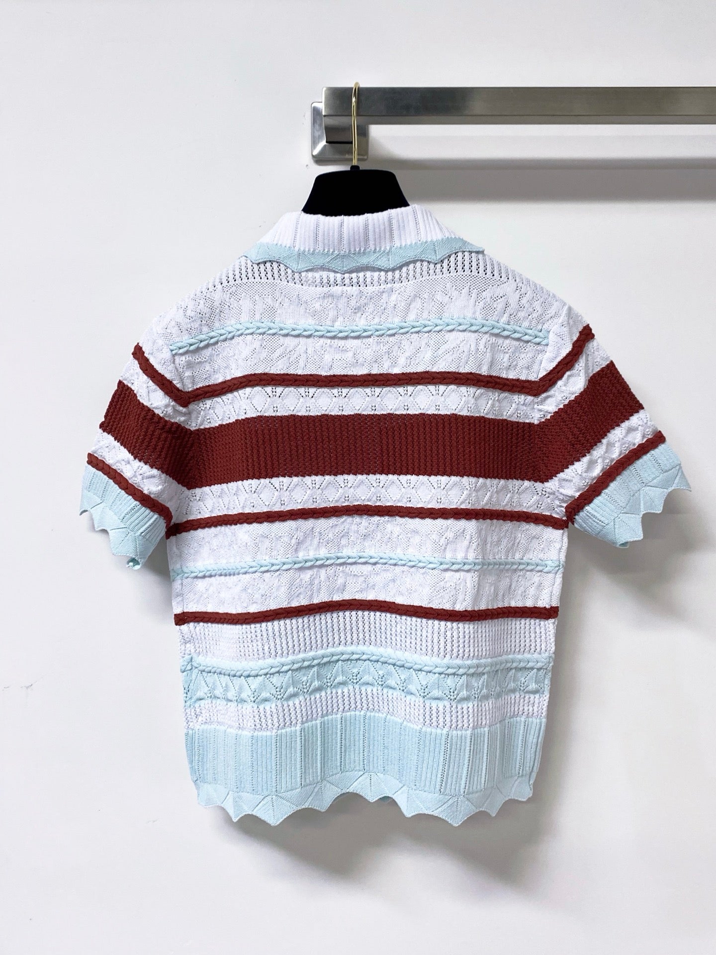 Chanel 2026 Strips Short-Sleeved Shirt Polo Tencel 380258