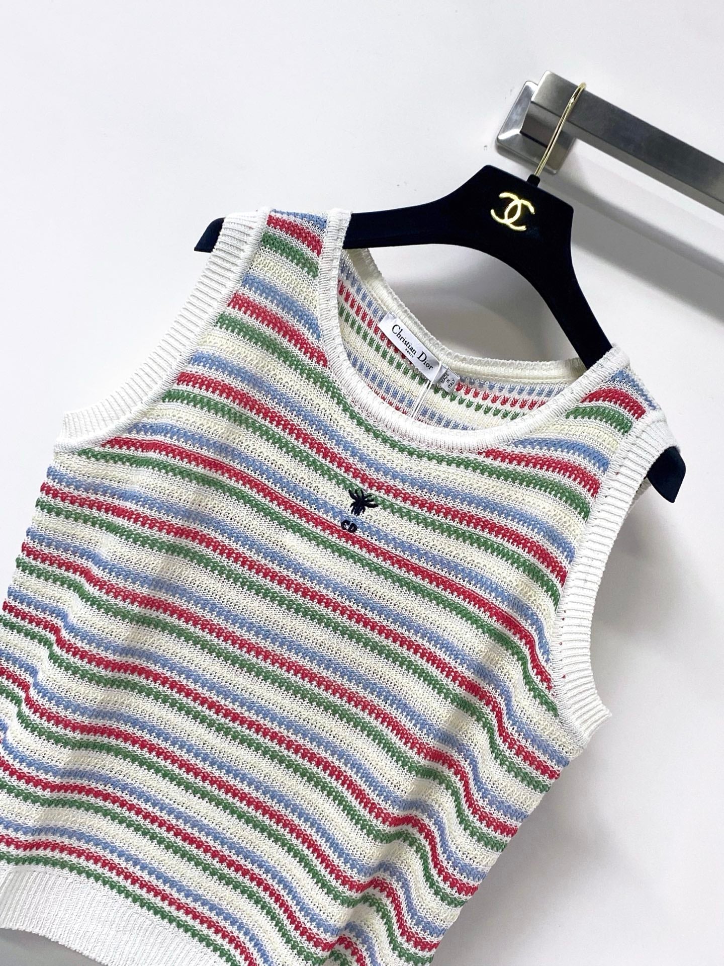 Dior 2026 Multi Color Striped Knit Vest Wool Laine 405745