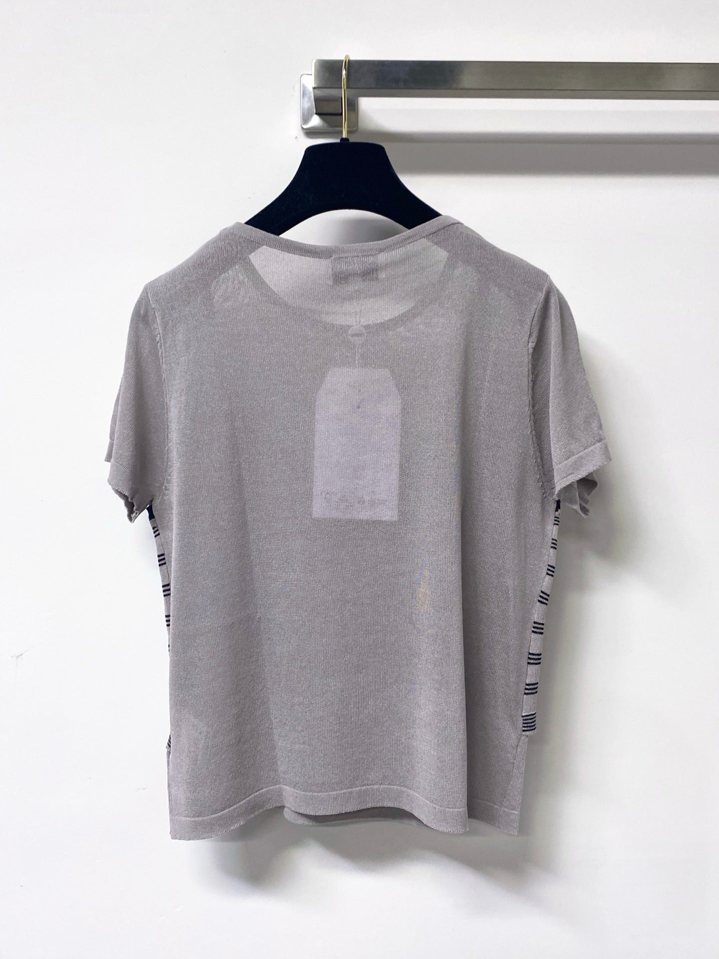 Chanel 2026 Grey Knit Top Striped Camisole Overlay 416252