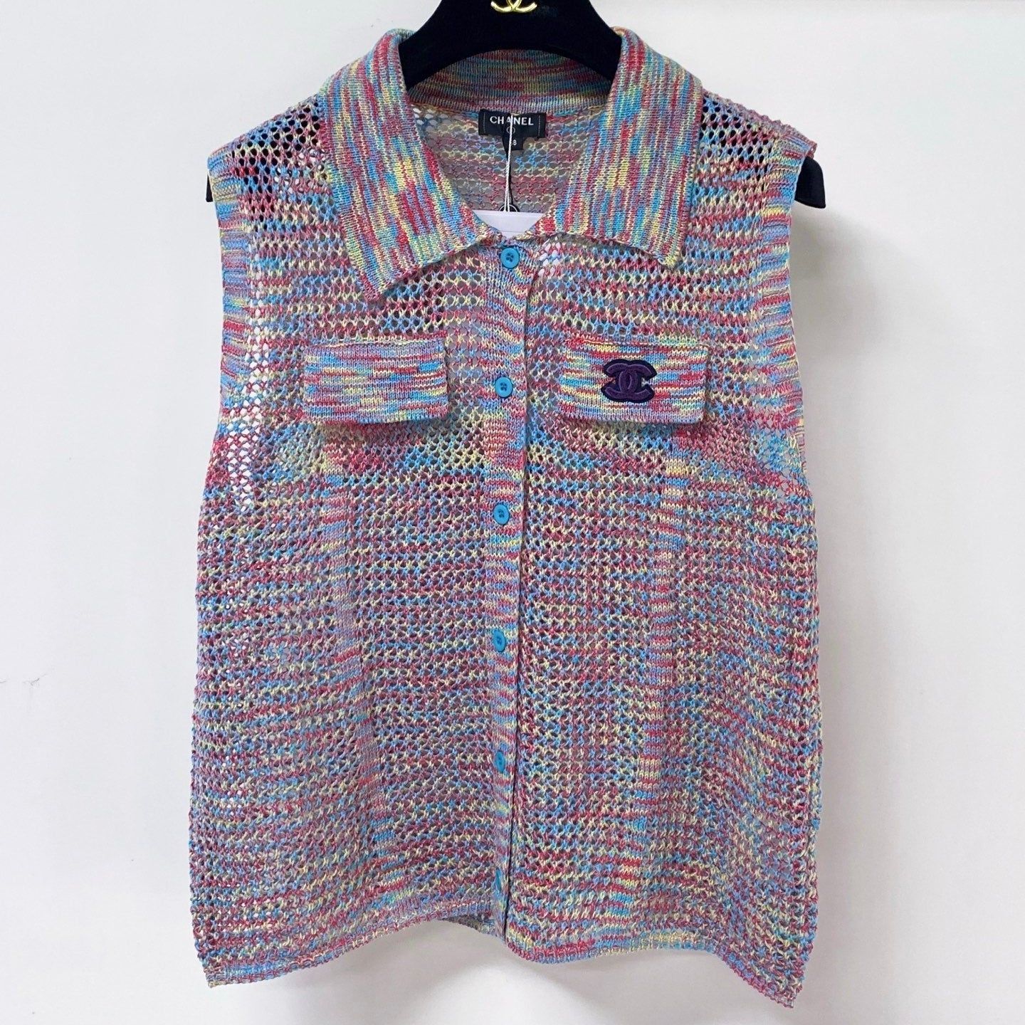 Chanel 2026 Knit Vest Polo Purple Laine Wool 442988