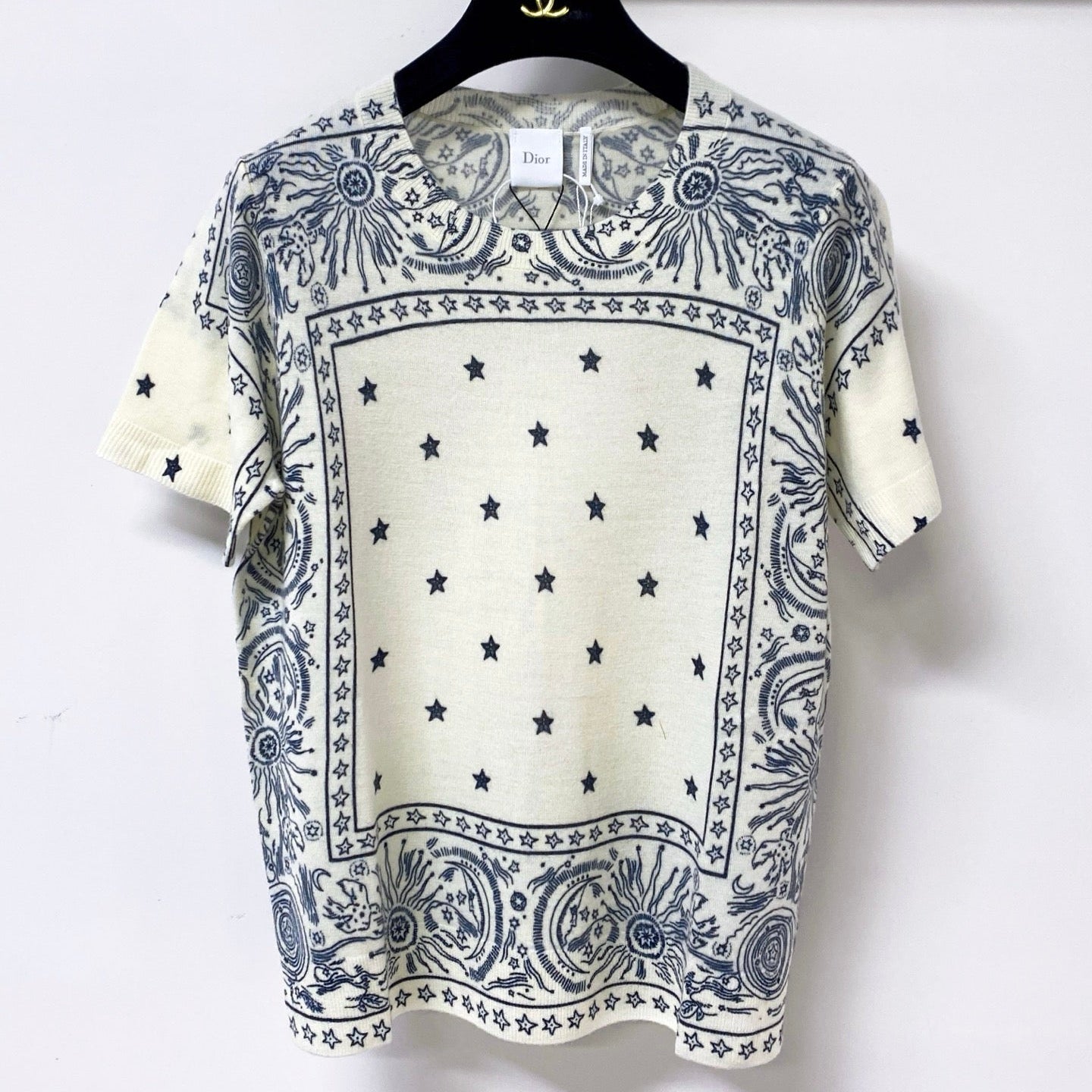 Dior 2026 Print Short-Sleeve T-Shirt Light Yellow Laine Wool 449823