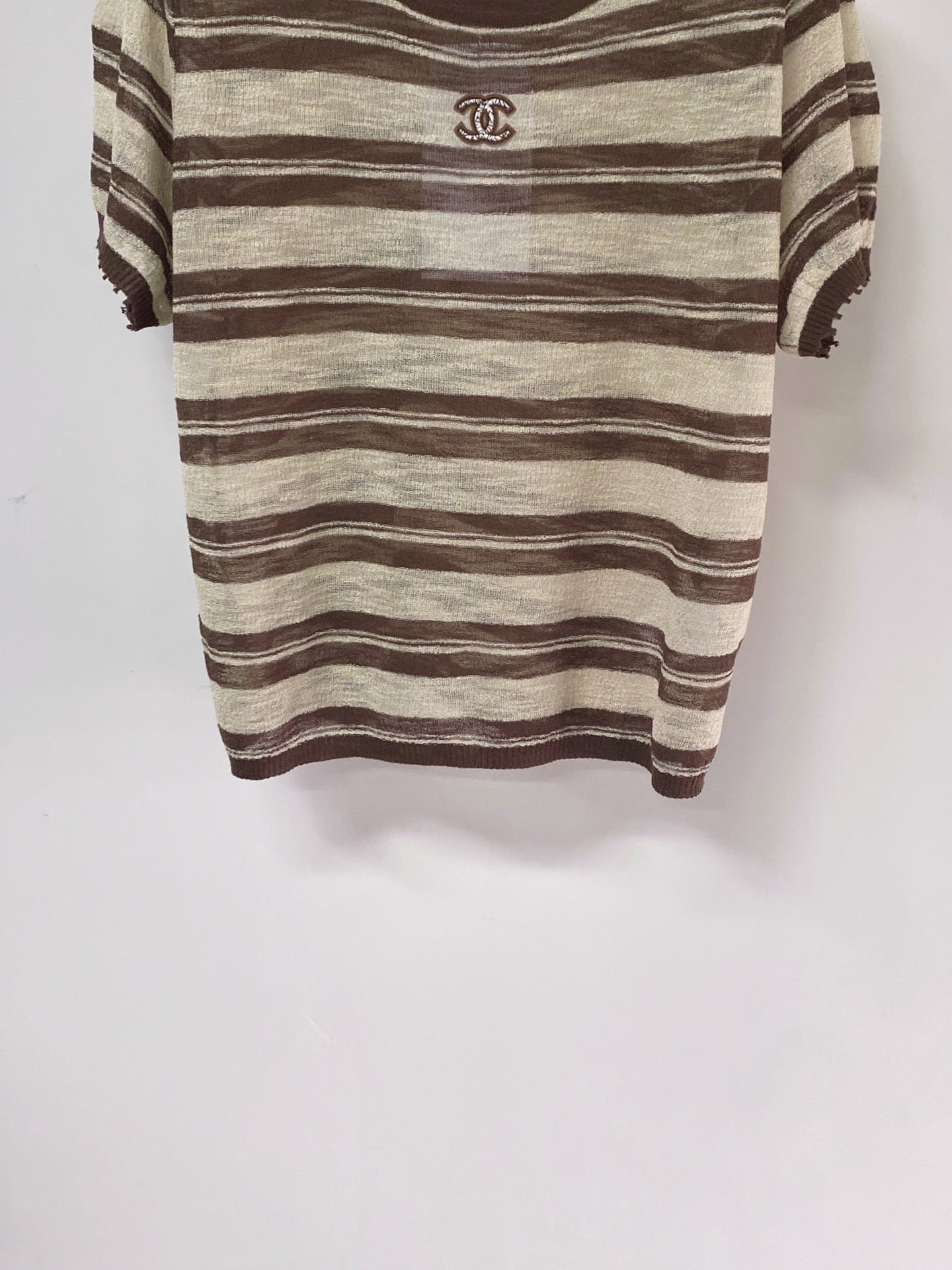 Chanel 2026 Short-Sleeve Knit Brown Wool Laine 463562
