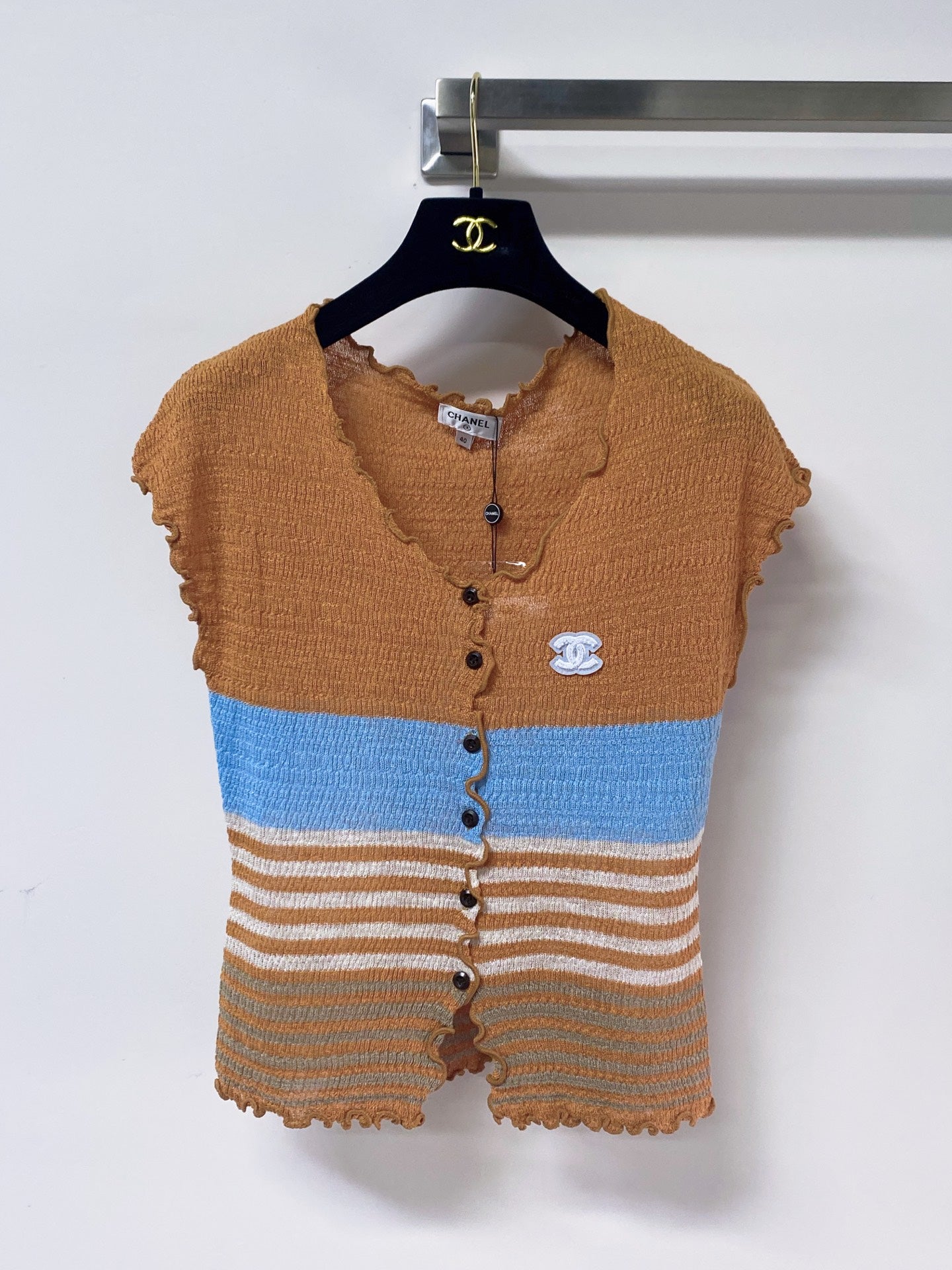 Chanel 2026 Knitted Short-Sleeved Top Flax Lelin 471725