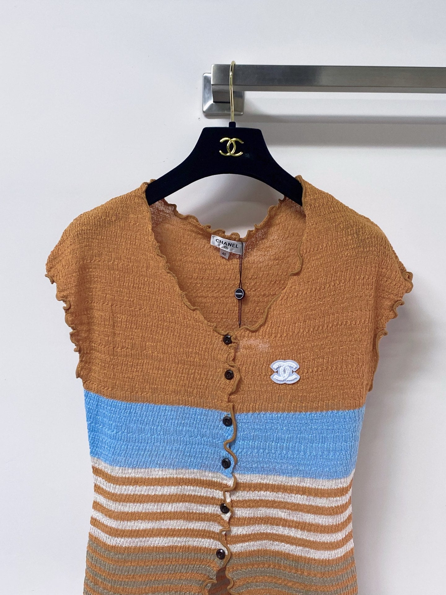 Chanel 2026 Knitted Short-Sleeved Top Flax Lelin 471725