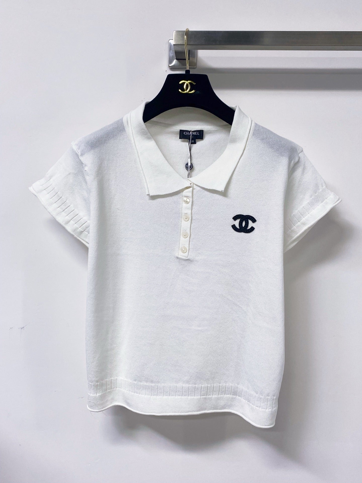 Chanel 2026 Short-Sleeve Knit Polo Shirt Wool Laine 479887