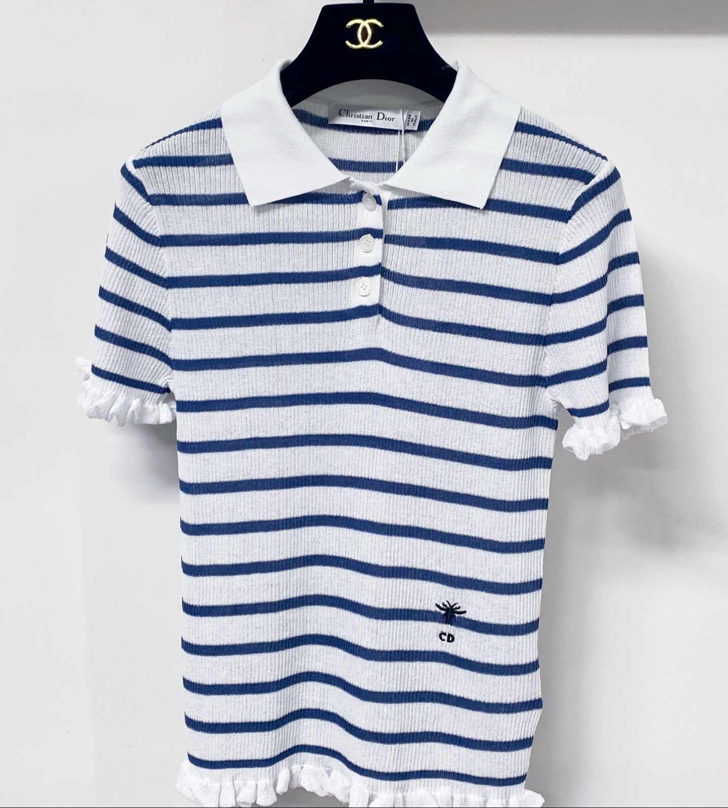 Dior 2026 Stripes Polo Knitted  Short-Sleeve Shirt Tencel 479853
