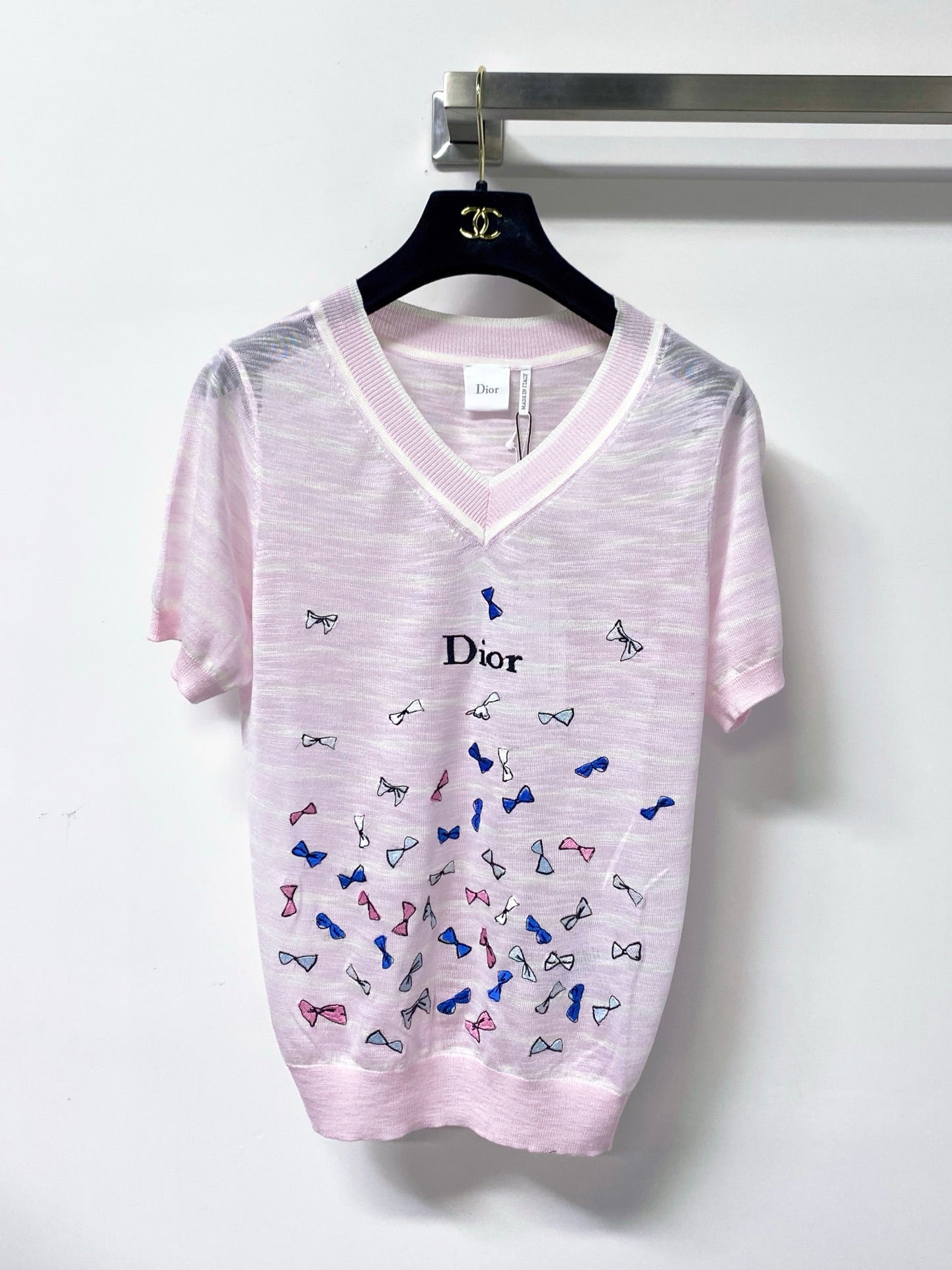 Dior 2026 Striped V-neck Short-Sleeve Shirt Viscosa 487999