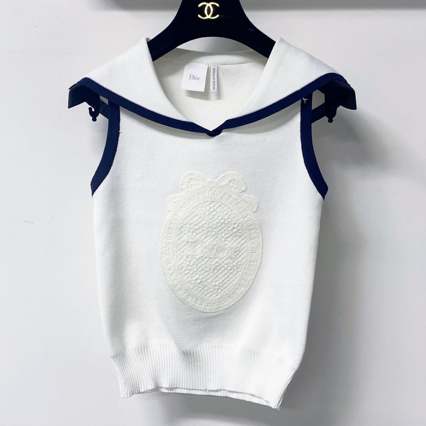 Dior 2026 Vest Shirt White Navy Wool 625811