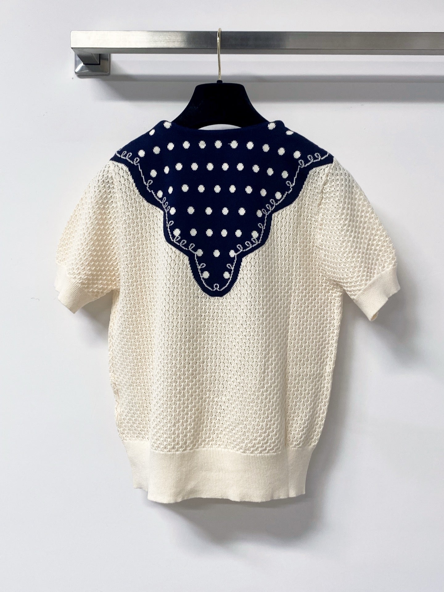 Chanel 2026 Striking Blue Sailor Short-Sleeve Shirt Cream Wool 650953
