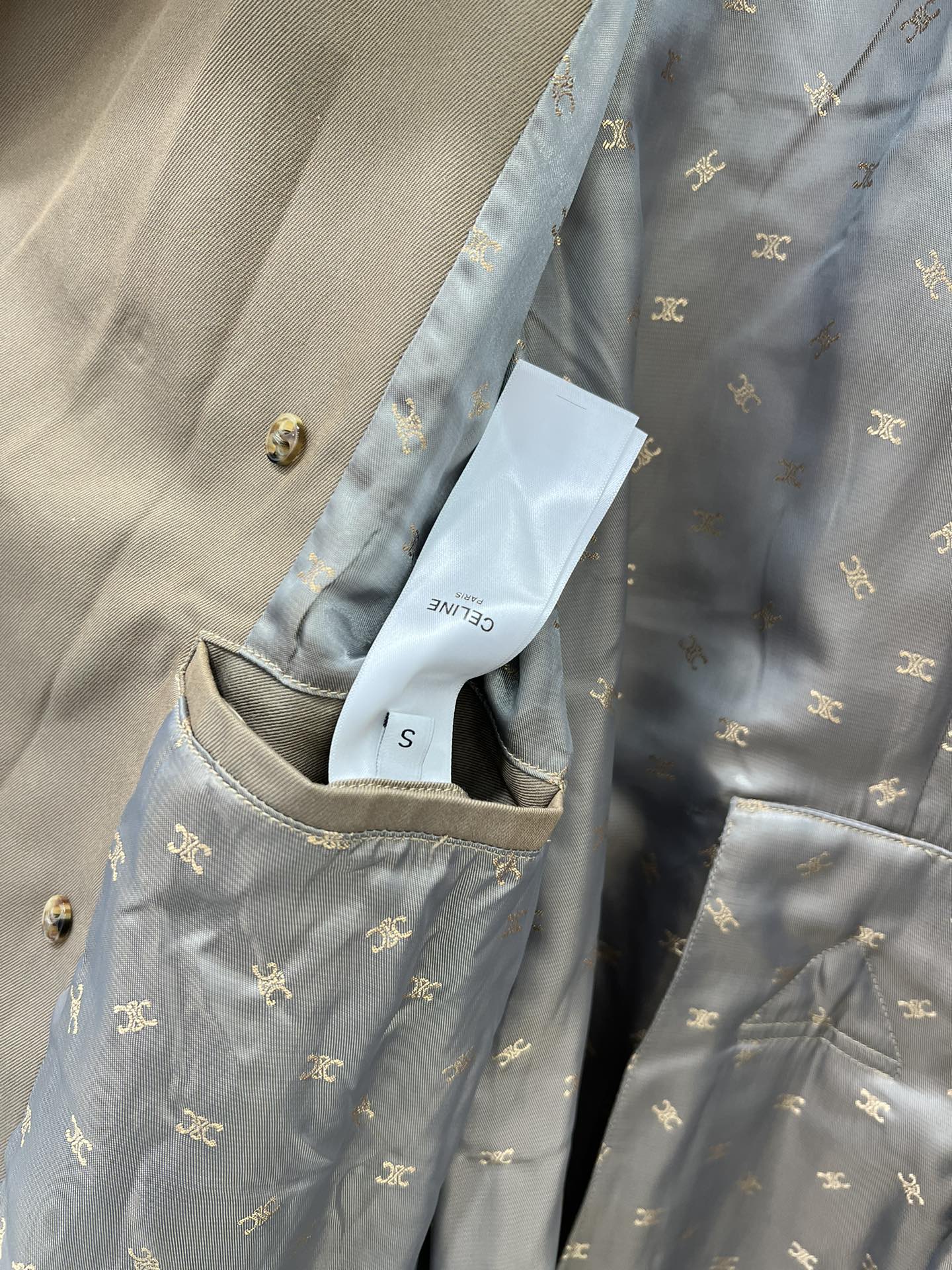 Celine 25 Trench Coat Khaki Wool 299519