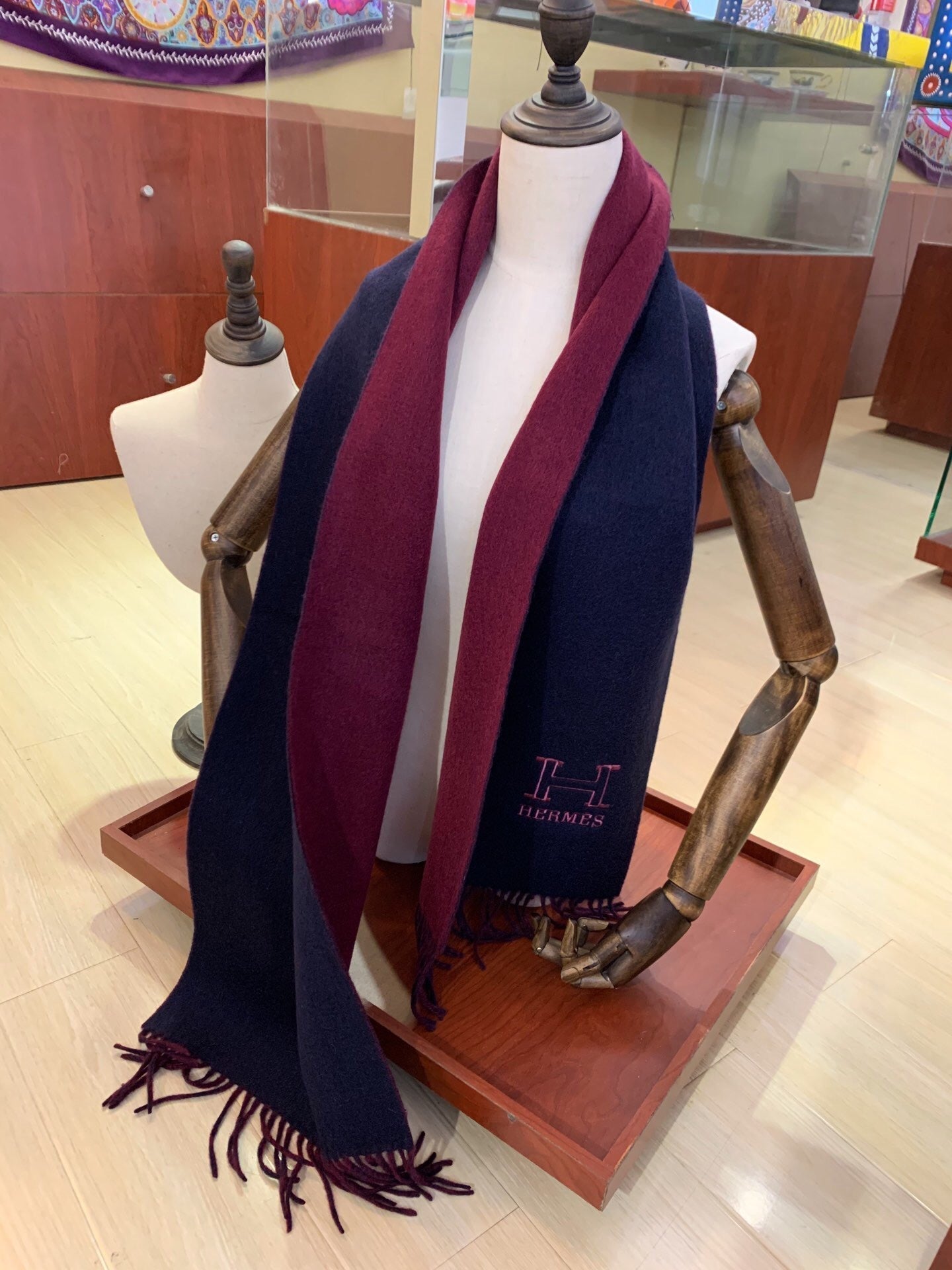 Scarf 200 CM In purple Black Mix Red Cashmere 394773