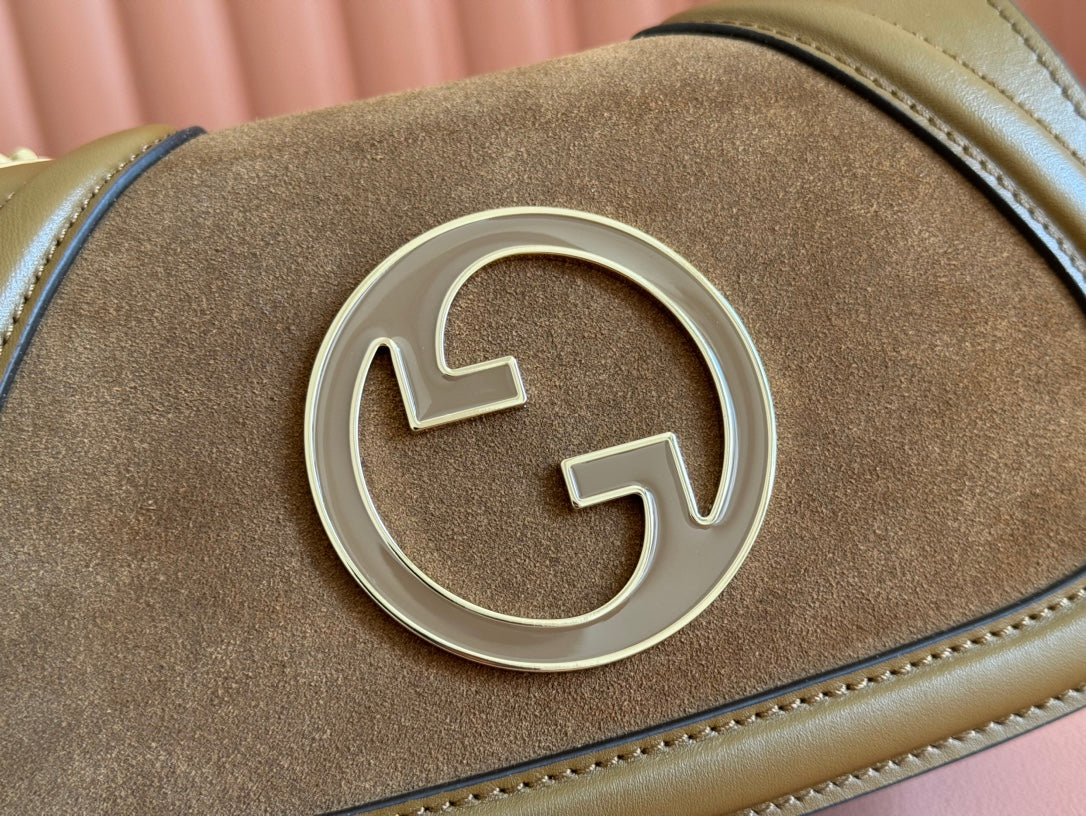 Gucci Blondie Handbag Brown Suede And Calfskin 272174