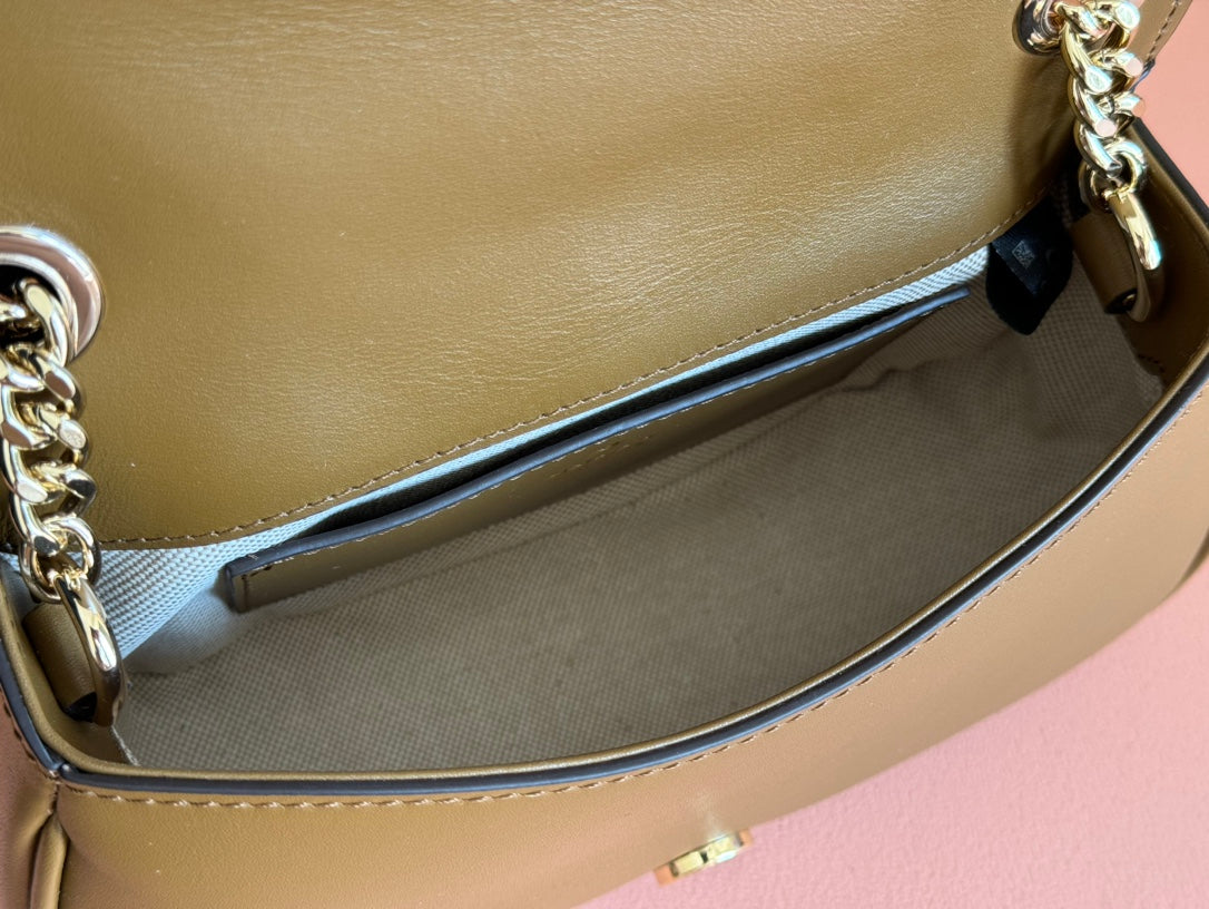 Gucci Blondie Handbag Camel Brown Suede And Calfskin 272175
