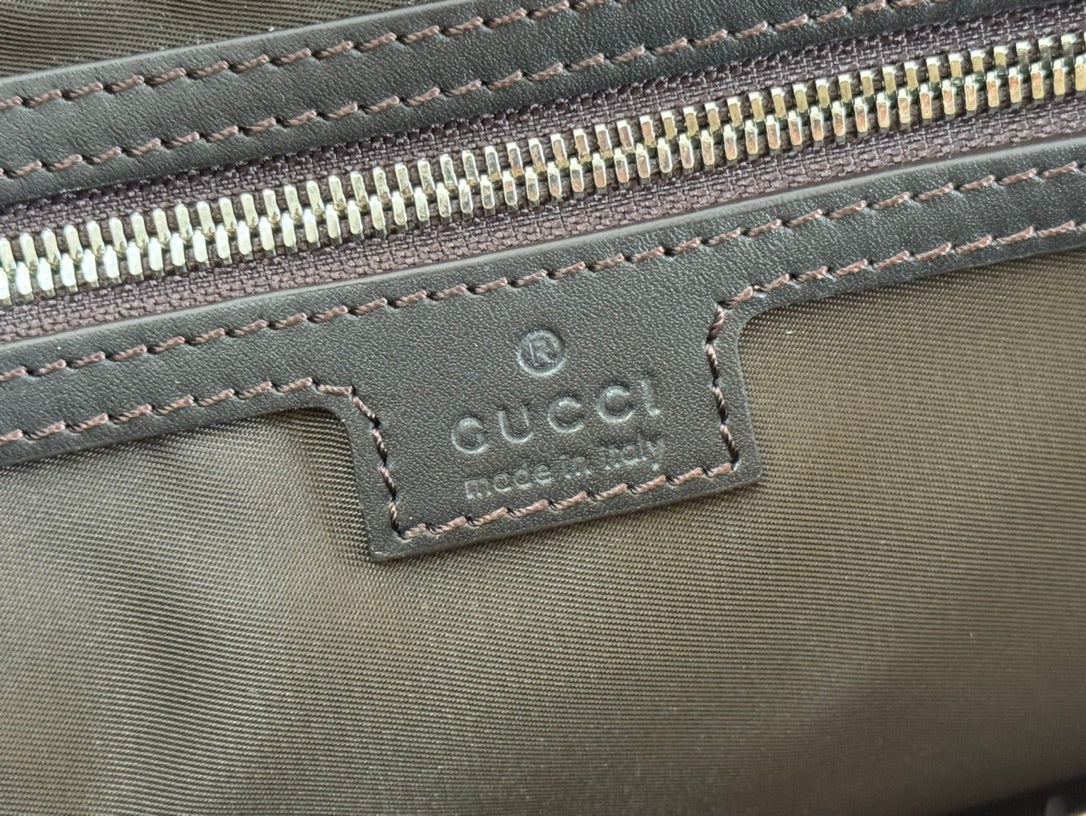Gucci 36cm Bag Beige Brown mix Black Canvas Leather 248455