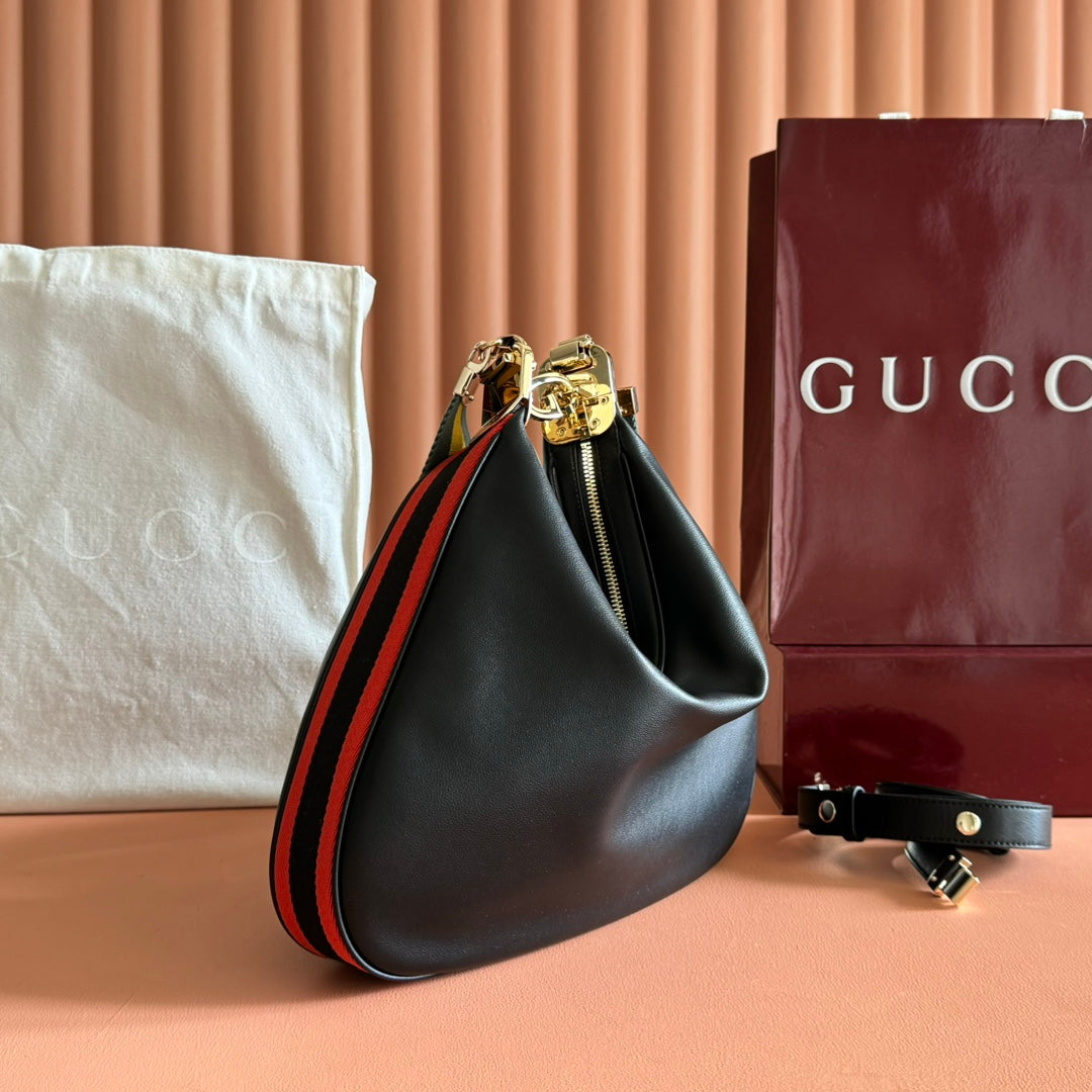 GG 2025 Attache Shoulder Bag Black Calfskin Canvas 273666