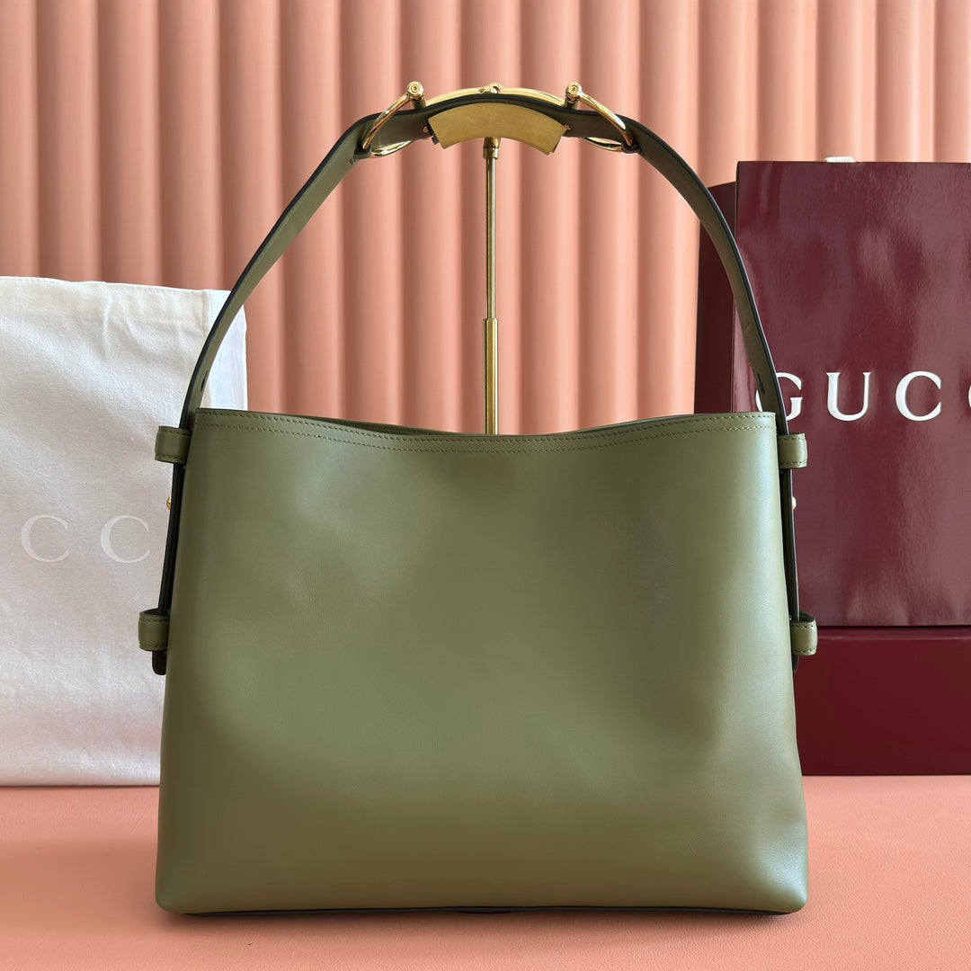 Gucci Beatrix Handbag 35 Olive Green Cowhide 272147