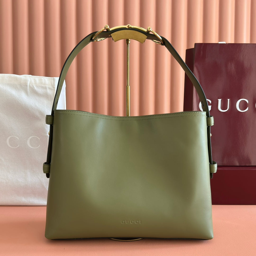 Gucci Beatrix Handbag 35 Olive Green Cowhide 272147