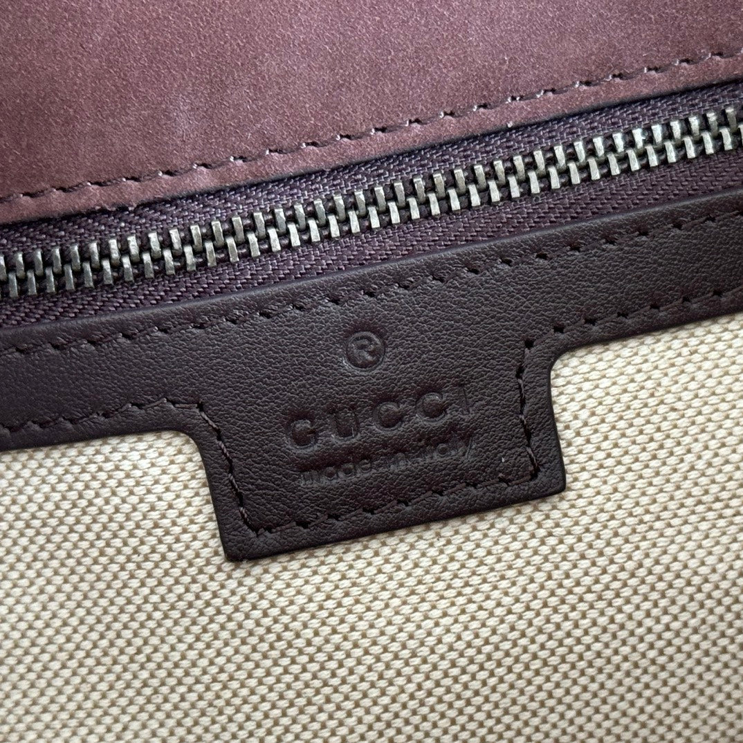 Gucci Marmont Bag 26 Red Brown Suede Gold Hardware 272099