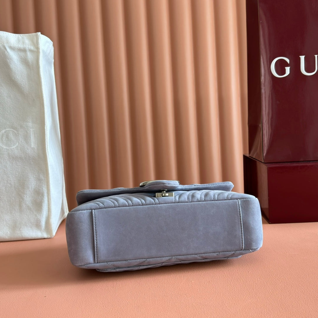 Gucci Marmont Bag 26 Gray Suede Gold Hardware 272093