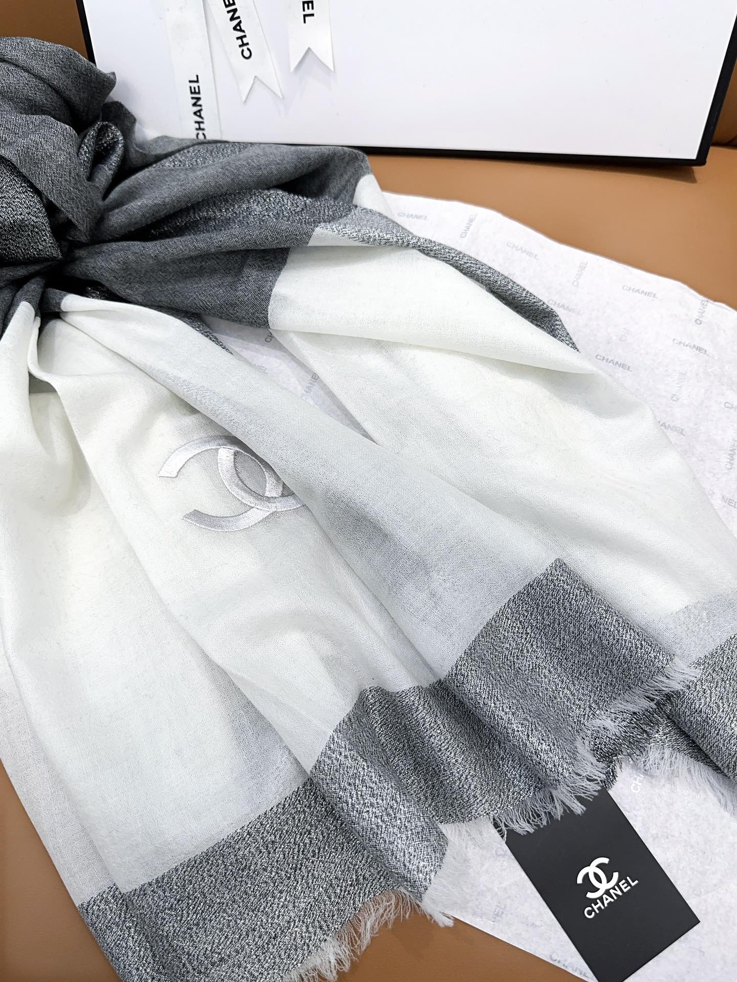CC Scarf 200 CM In Grey Mix White Cashmere  416880
