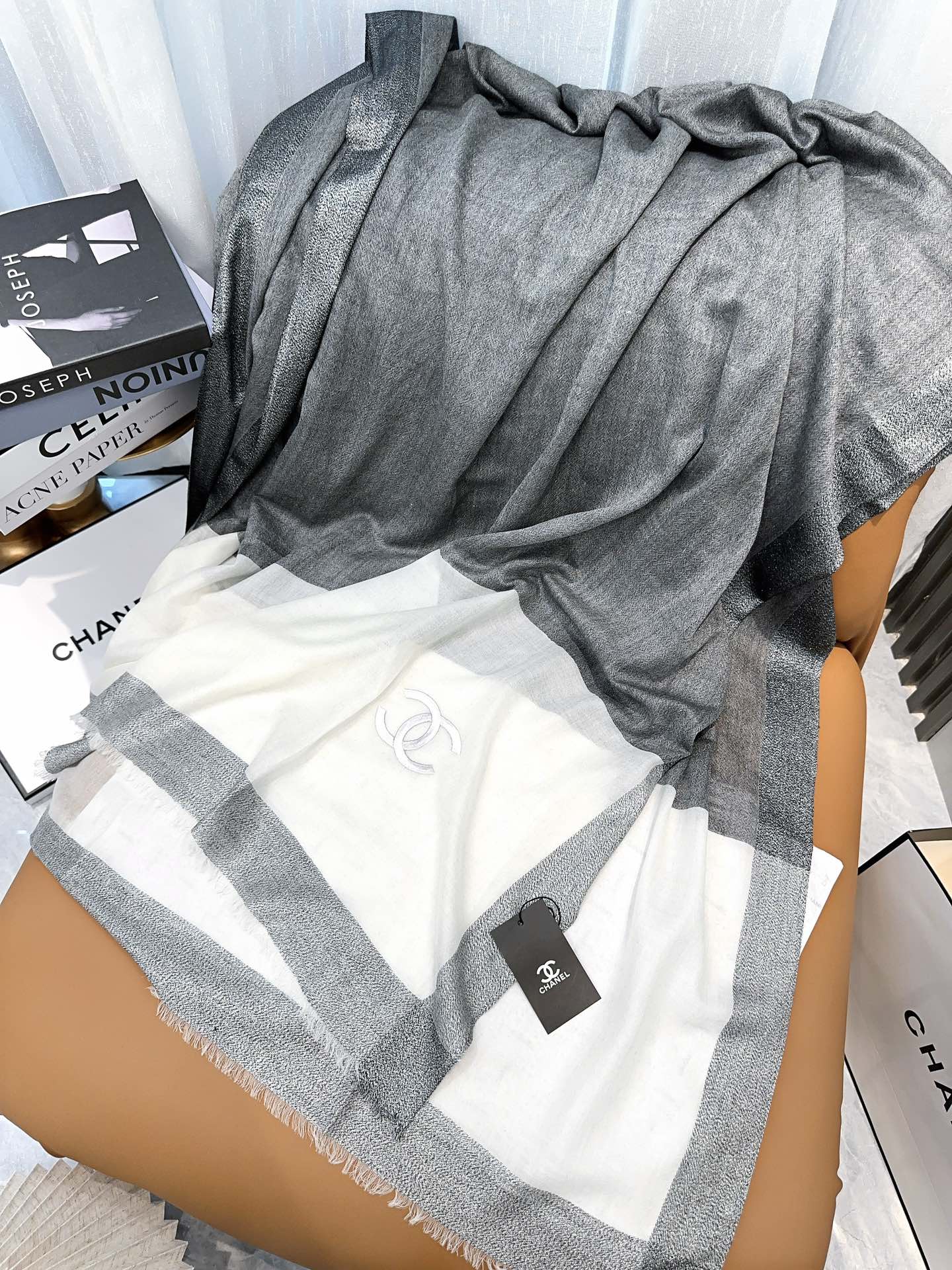 CC Scarf 200 CM In Grey Mix White Cashmere  416880
