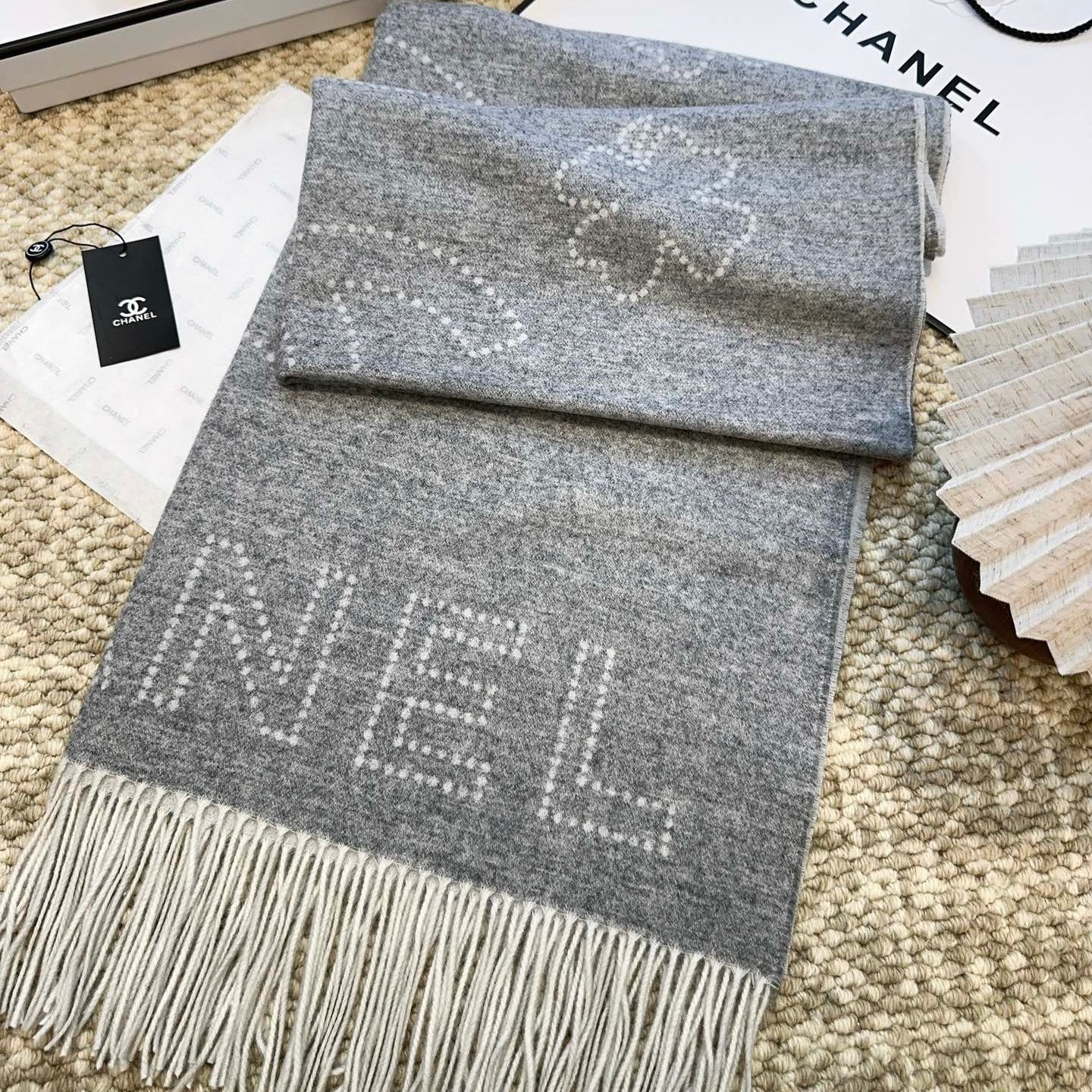 CC Scarf 200 CM In Grey Mix White Cashmere 403830