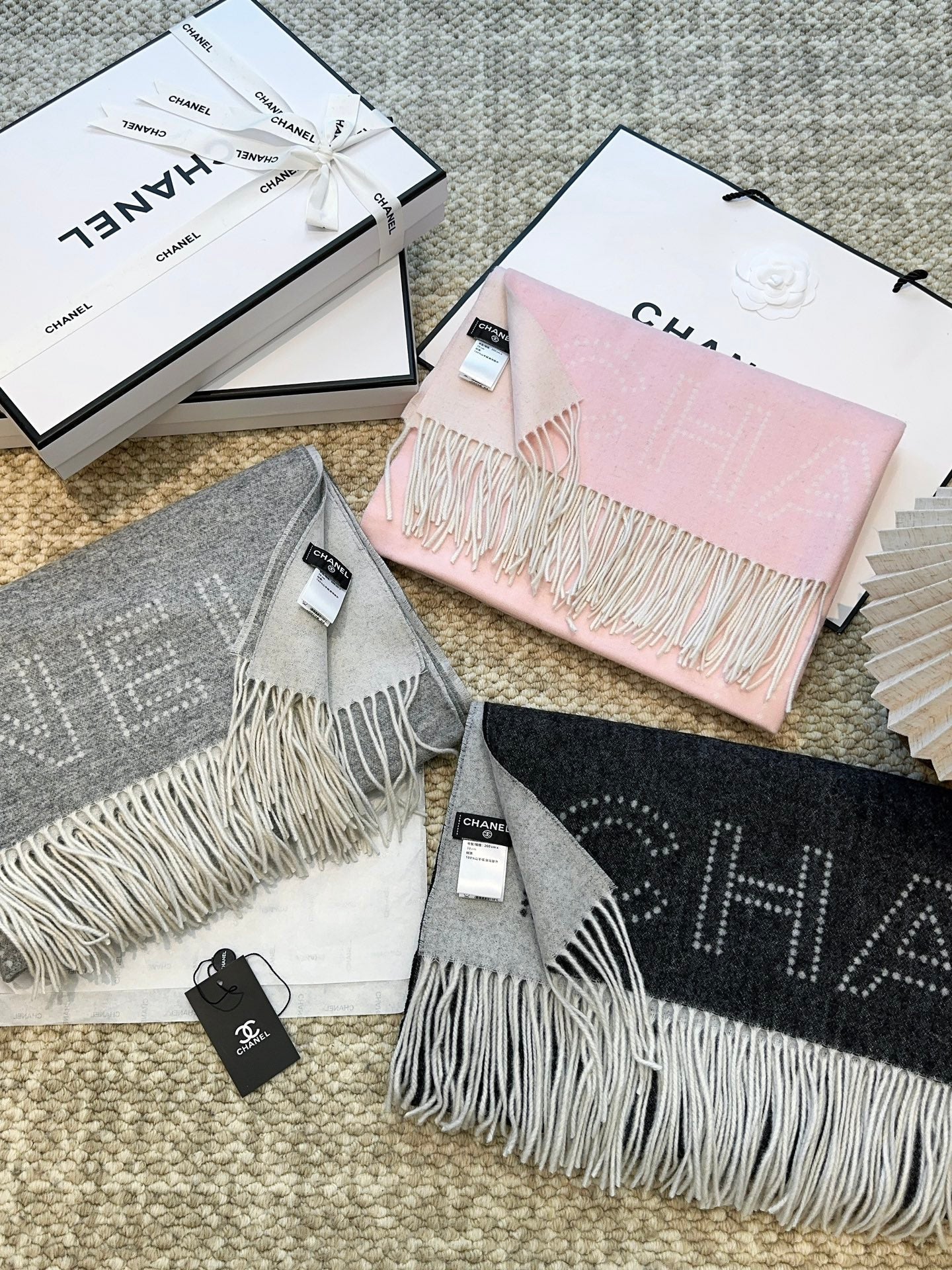 CC Scarf 200 CM In Grey Mix White Cashmere 403830