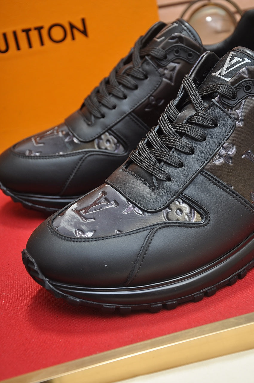 LV TRAINER SHOES IN BLACK EMBOSSED SOFT LAMBSKIN