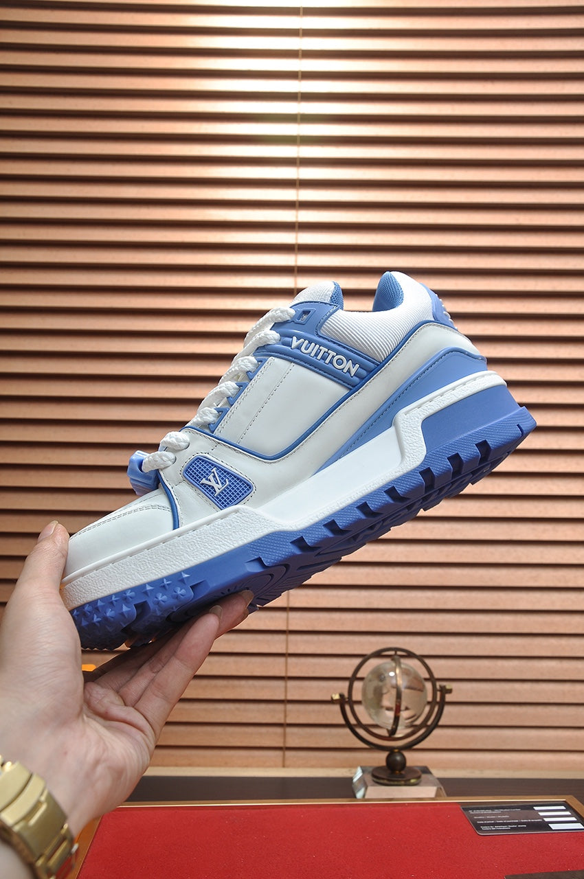 LV TRAINER MAXI SNEAKER WHITE MIX BLUE CALFSKIN