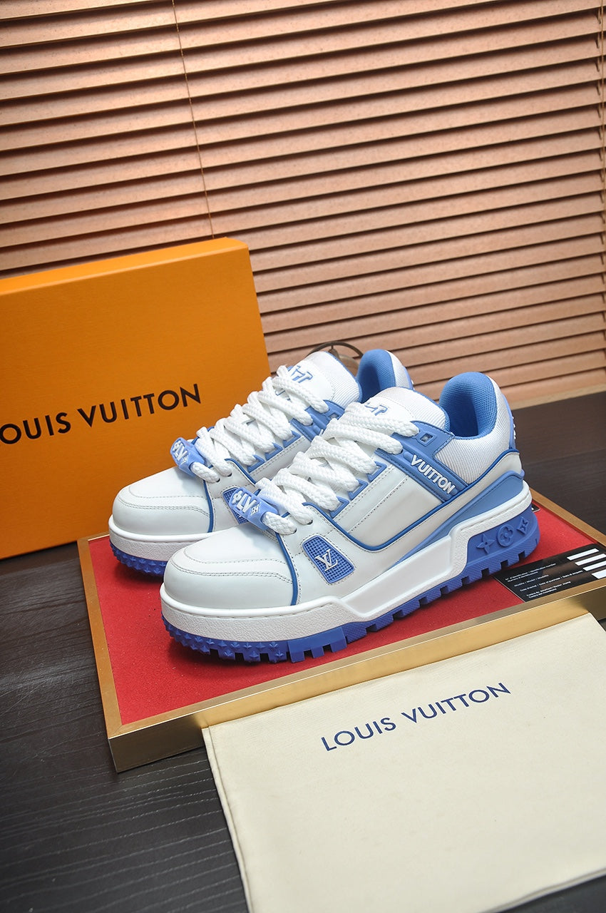 LV TRAINER MAXI SNEAKER WHITE MIX BLUE CALFSKIN
