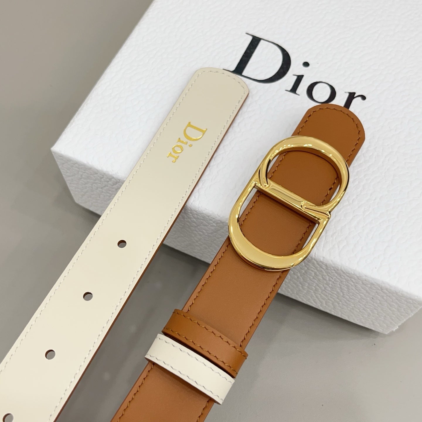 Dior 30mm Montaigne Reversible Belt Smooth Calfskin 208864